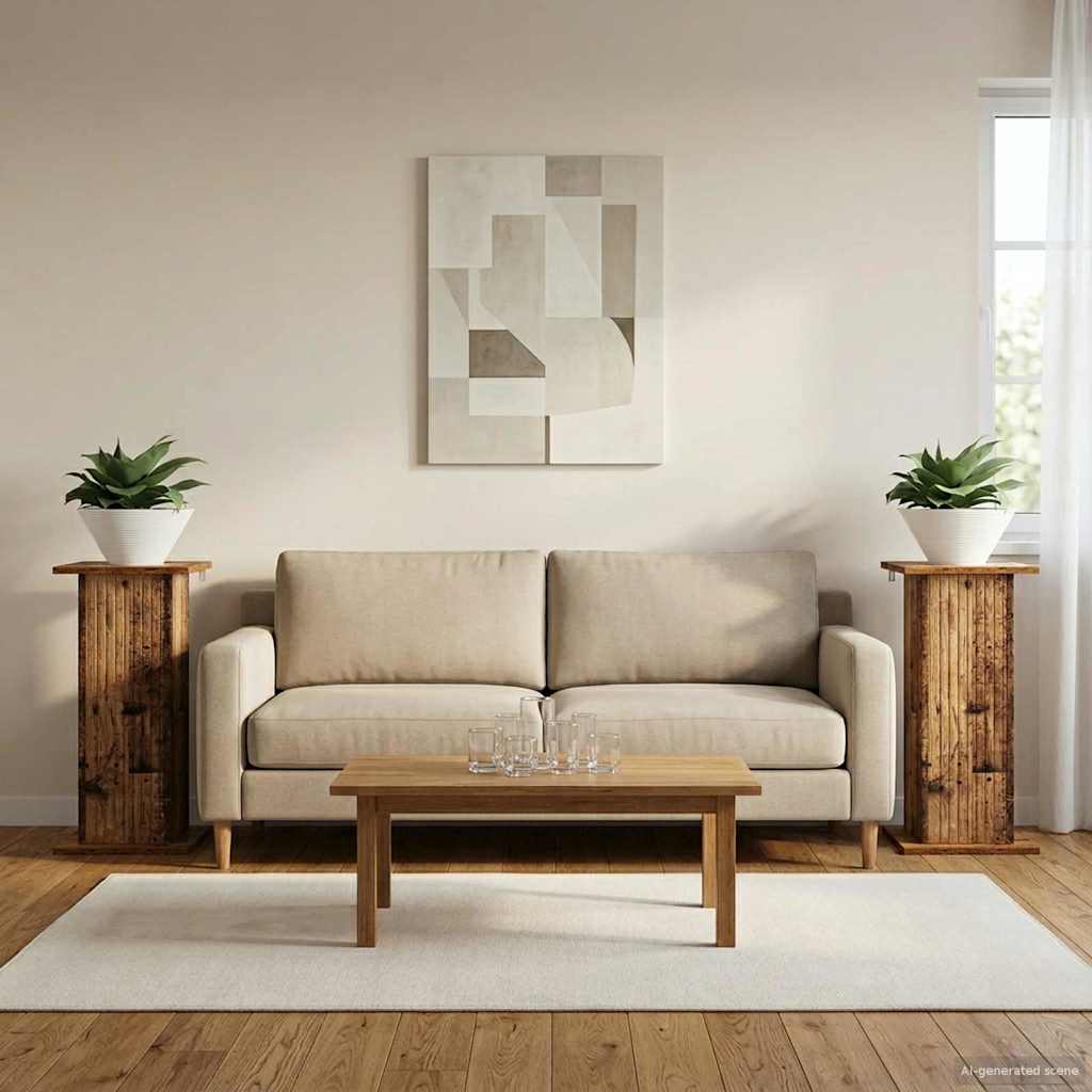 Augalų stovas 2 vnt. Sendintos medienos 30,5 x 30 x 60,5 cm Augalų stovas 2 vnt. Sendintos medienos 30,5 x 30 x 60,5 cm - Image 2