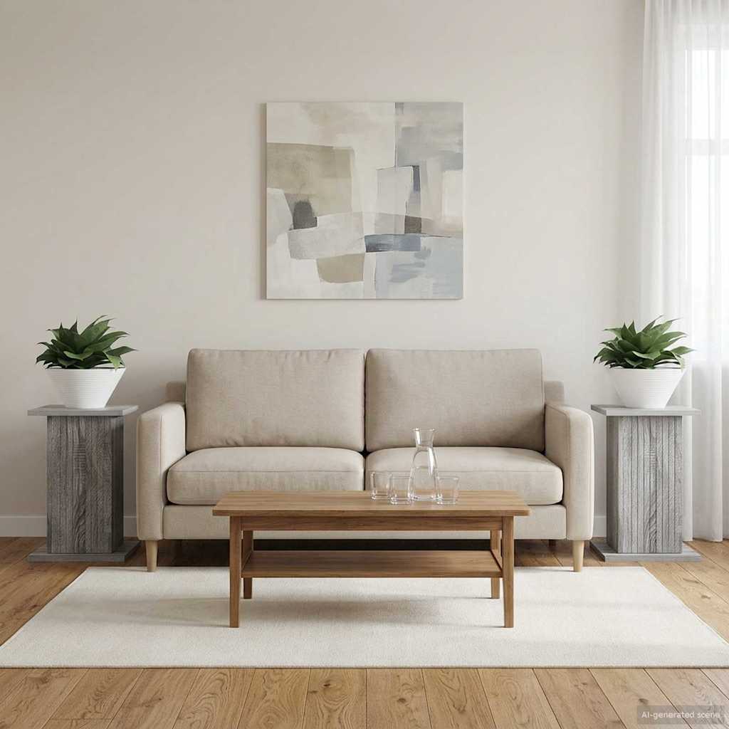Augalų stovas 2 vnt. Pilka sonoma ąžuolo 30,5 x 30 x 43 cm Augalų stovas 2 vnt. Pilka sonoma ąžuolo 30,5 x 30 x 43 cm - Image 2