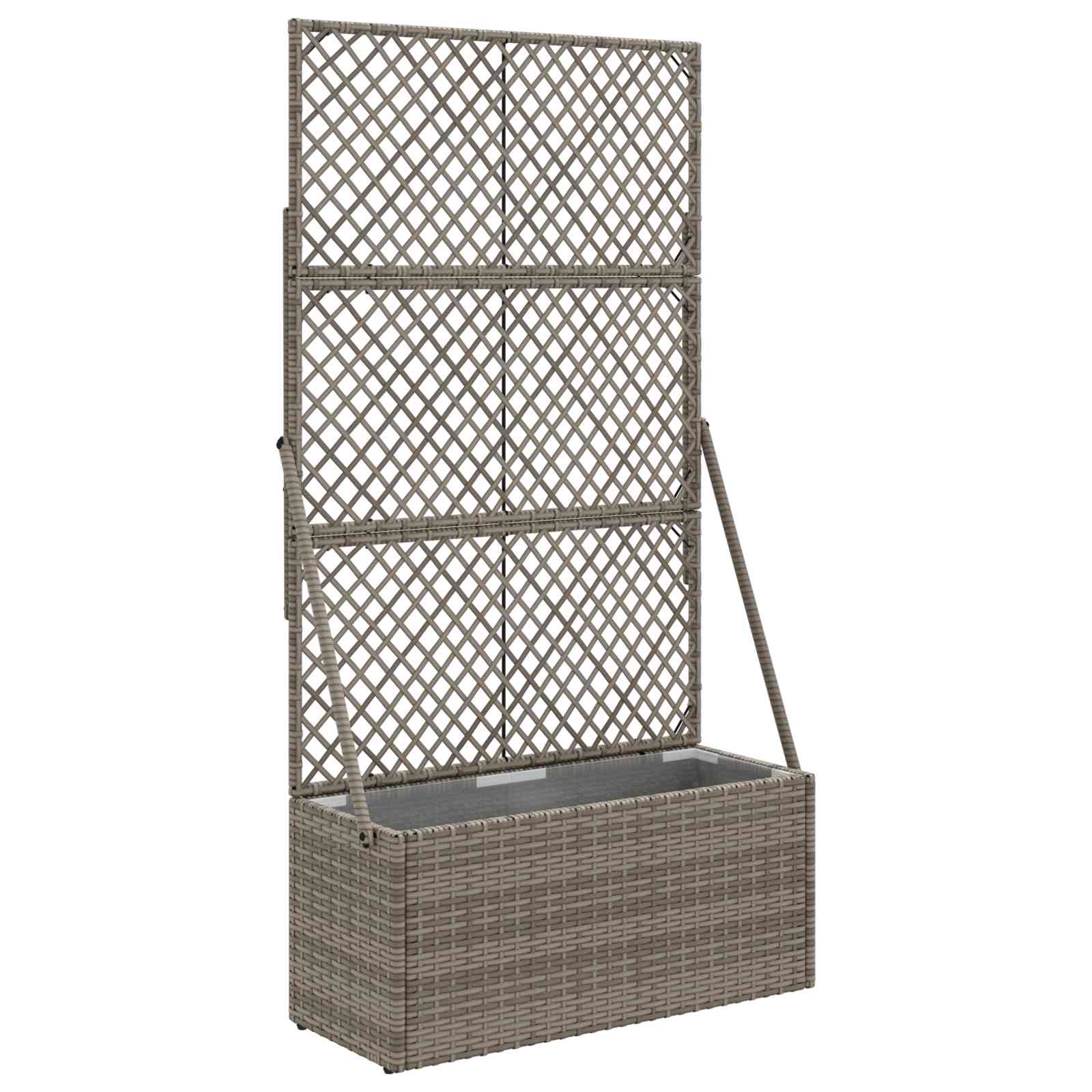 Sodas vazonas su trellis Pilka 70 x 30 x 135 cm poliratanas Sodas vazonas su trellis Pilka 70 x 30 x 135 cm poliratanas - Image 3