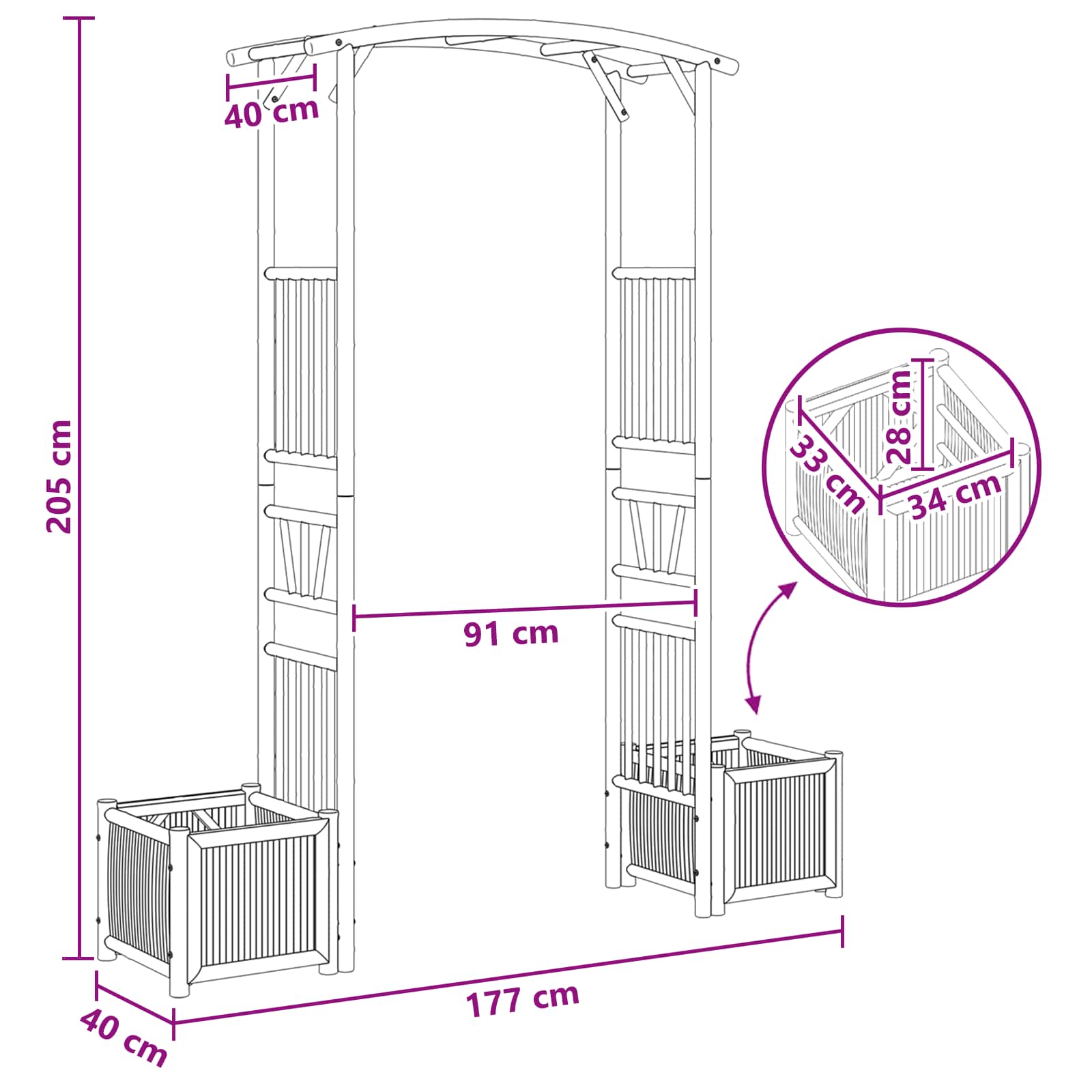 Sodo arka Natūrali 177 x 40 x 205 cm Bambukas Sodo arka Natūrali 177 x 40 x 205 cm Bambukas