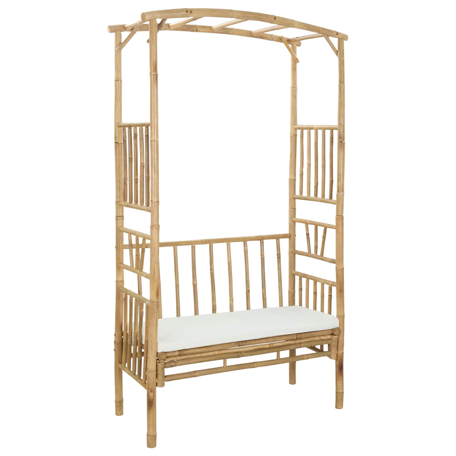 Sodo arka su suoliuku Kreminė balta 115 x 50 x 205 cm Bambukas Sodo arka su suoliuku Kreminė balta 115 x 50 x 205 cm Bambukas - Image 3