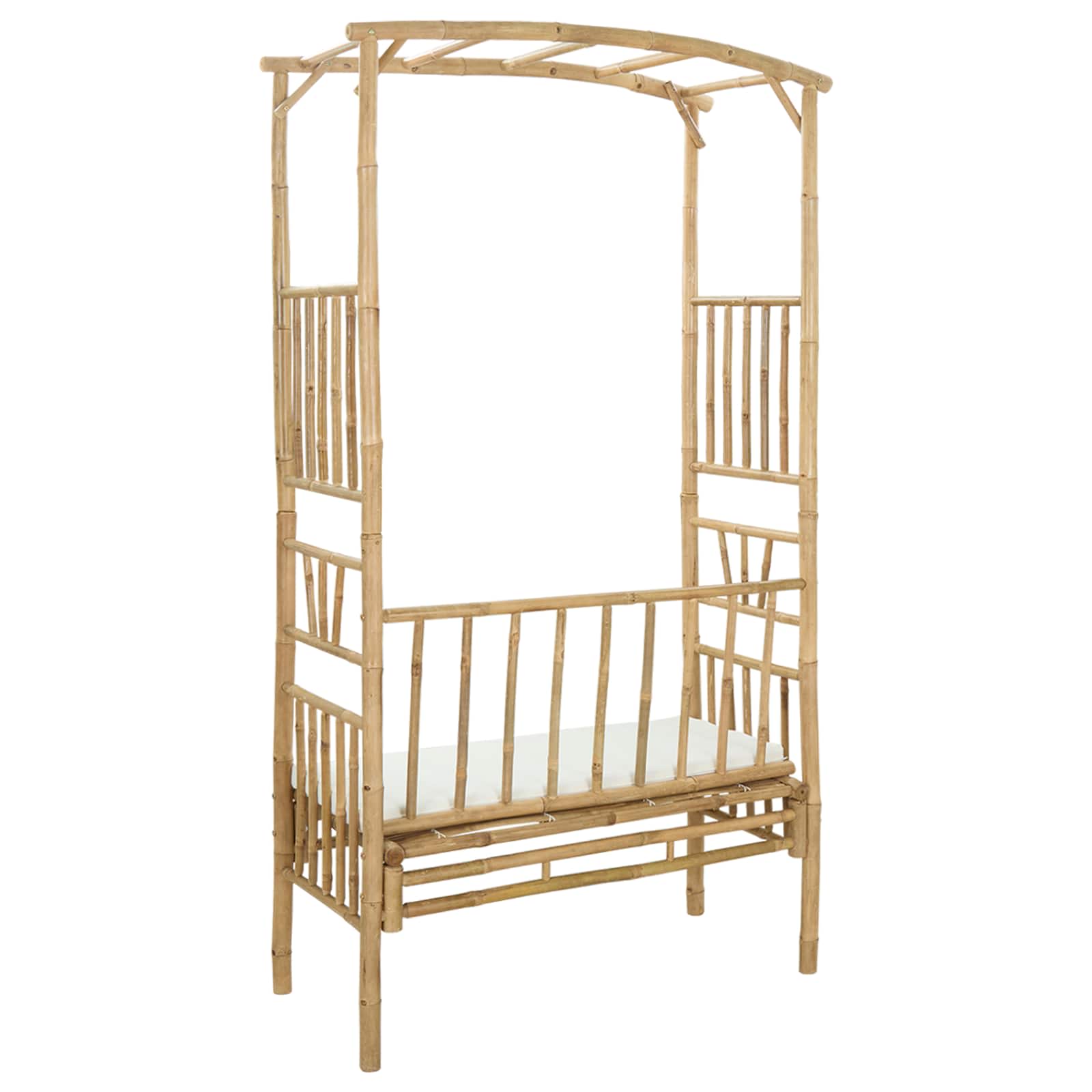 Sodo arka su suoliuku Kreminė balta 115 x 50 x 205 cm Bambukas Sodo arka su suoliuku Kreminė balta 115 x 50 x 205 cm Bambukas - Image 6
