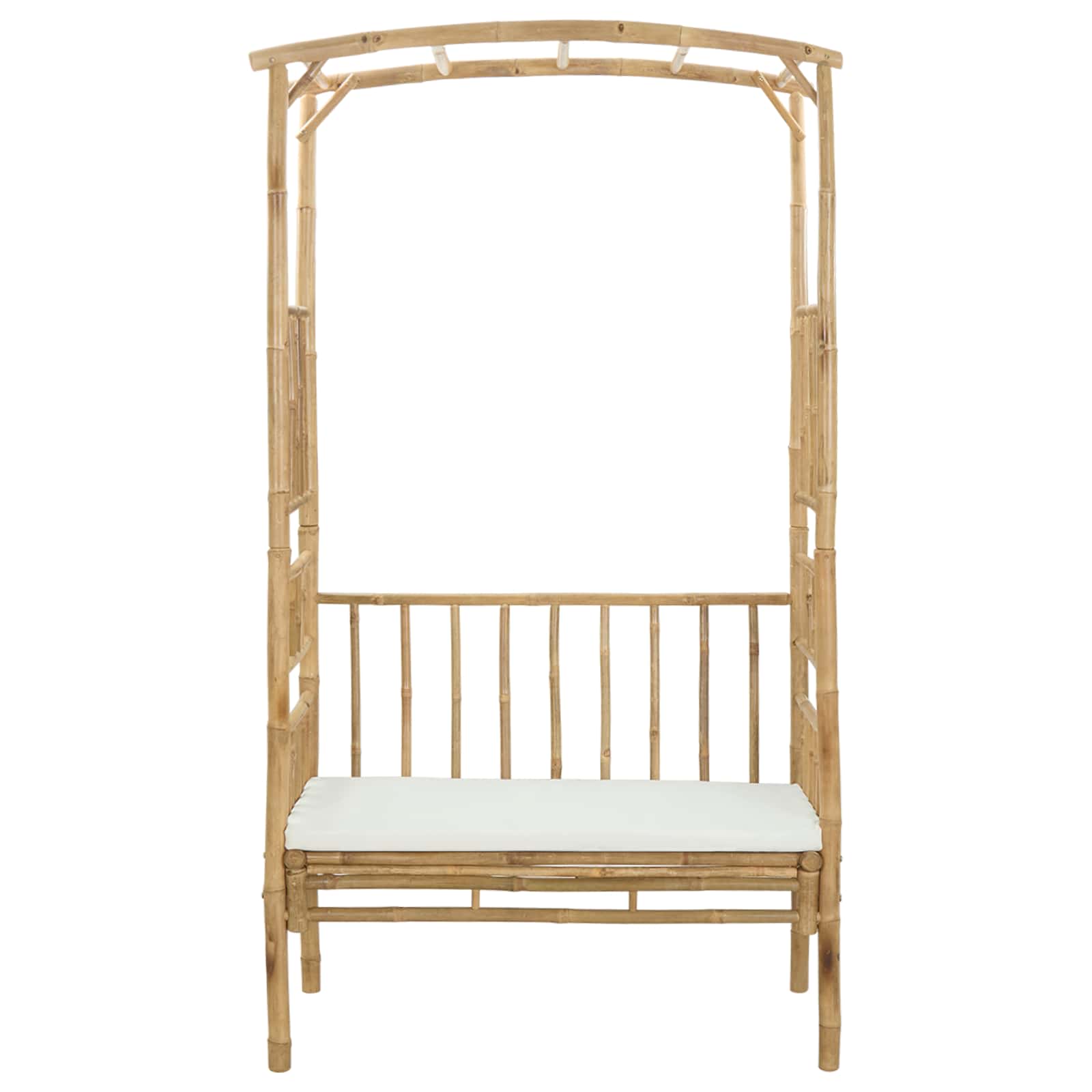 Sodo arka su suoliuku Kreminė balta 115 x 50 x 205 cm Bambukas Sodo arka su suoliuku Kreminė balta 115 x 50 x 205 cm Bambukas - Image 4