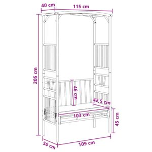 Sodo arka su suoliuku Kreminė balta 115 x 50 x 205 cm Bambukas