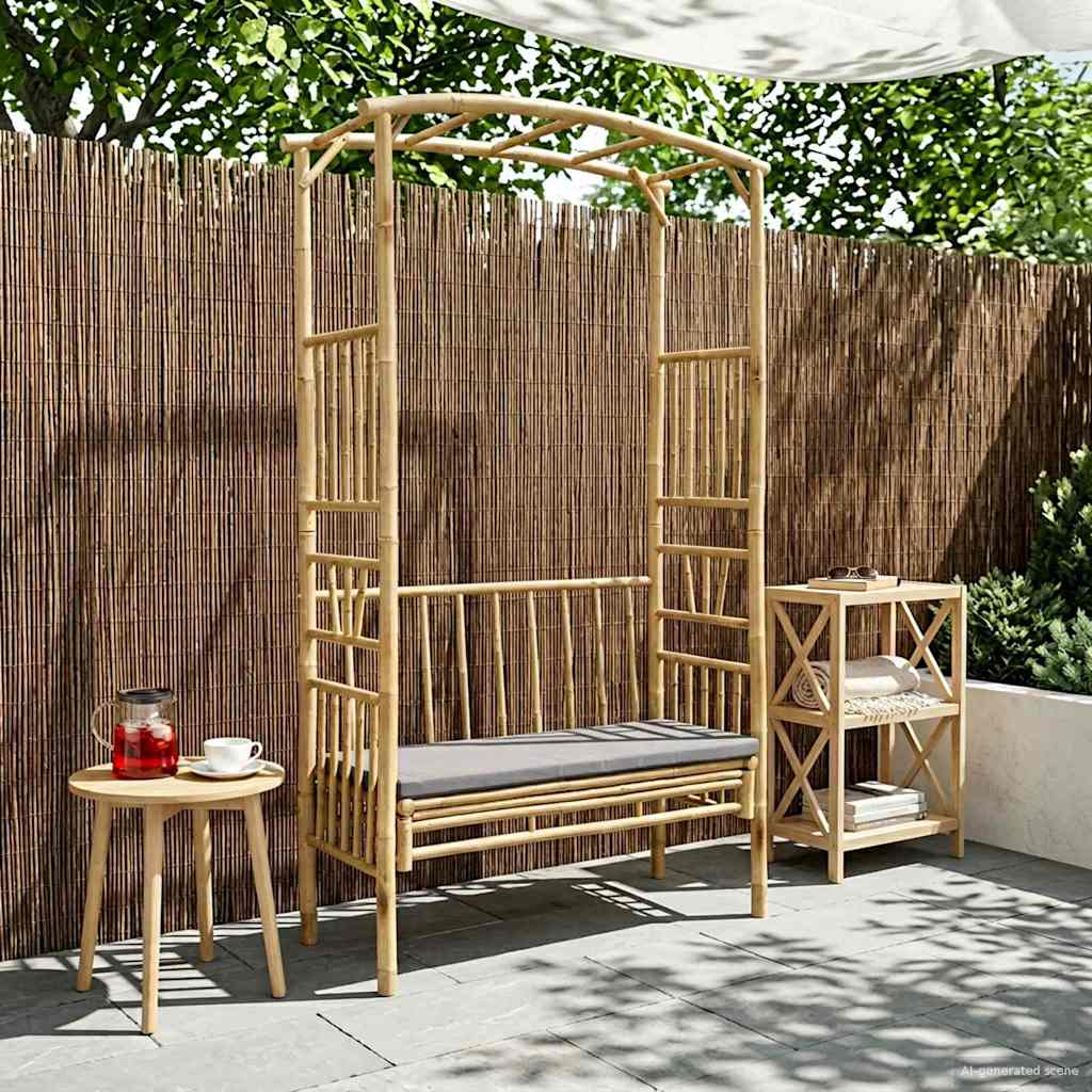 Sodo arka su suoliuku Tamsiai pilka 115 x 50 x 205 cm Bambukas Sodo arka su suoliuku Tamsiai pilka 115 x 50 x 205 cm Bambukas - Image 2