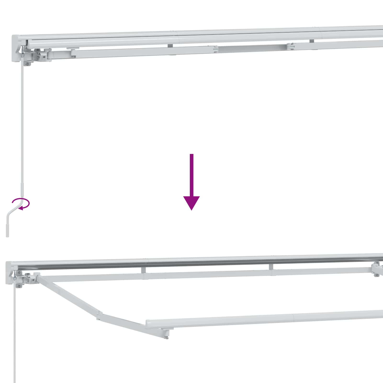 Rankinis markizės rėmas Reguliuojamas Baltas 4 × 3,5 m Plienas Rankinis markizės rėmas Reguliuojamas Baltas 4 × 3,5 m Plienas - Image 9
