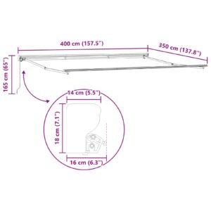 Rankinis markizės rėmas Reguliuojamas Baltas 4 × 3,5 m Plienas