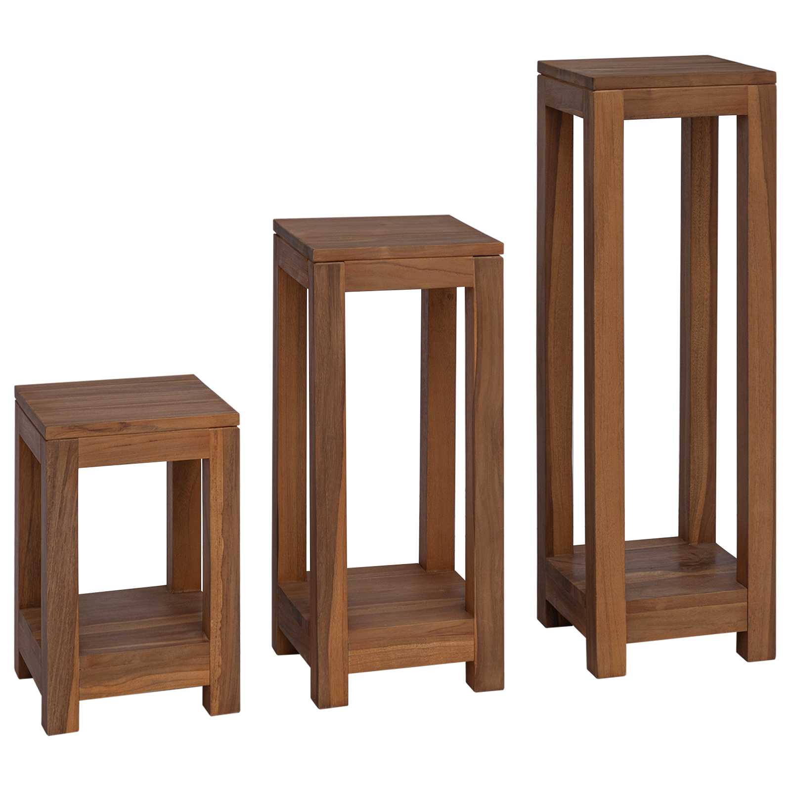 Augalų stovas 3 vnt. Natūrali 25 x 25 x 80 cm Kieto teka medžio Augalų stovas 3 vnt. Natūrali 25 x 25 x 80 cm Kieto teka medžio - Image 2