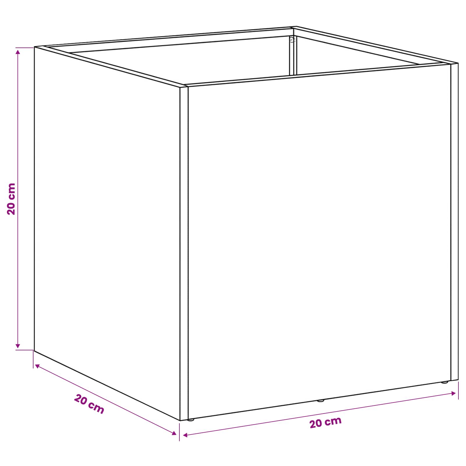Sodo vazonas Balta 20 x 20 x 20 cm Šaltai valcuotas plienas Sodo vazonas Balta 20 x 20 x 20 cm Šaltai valcuotas plienas