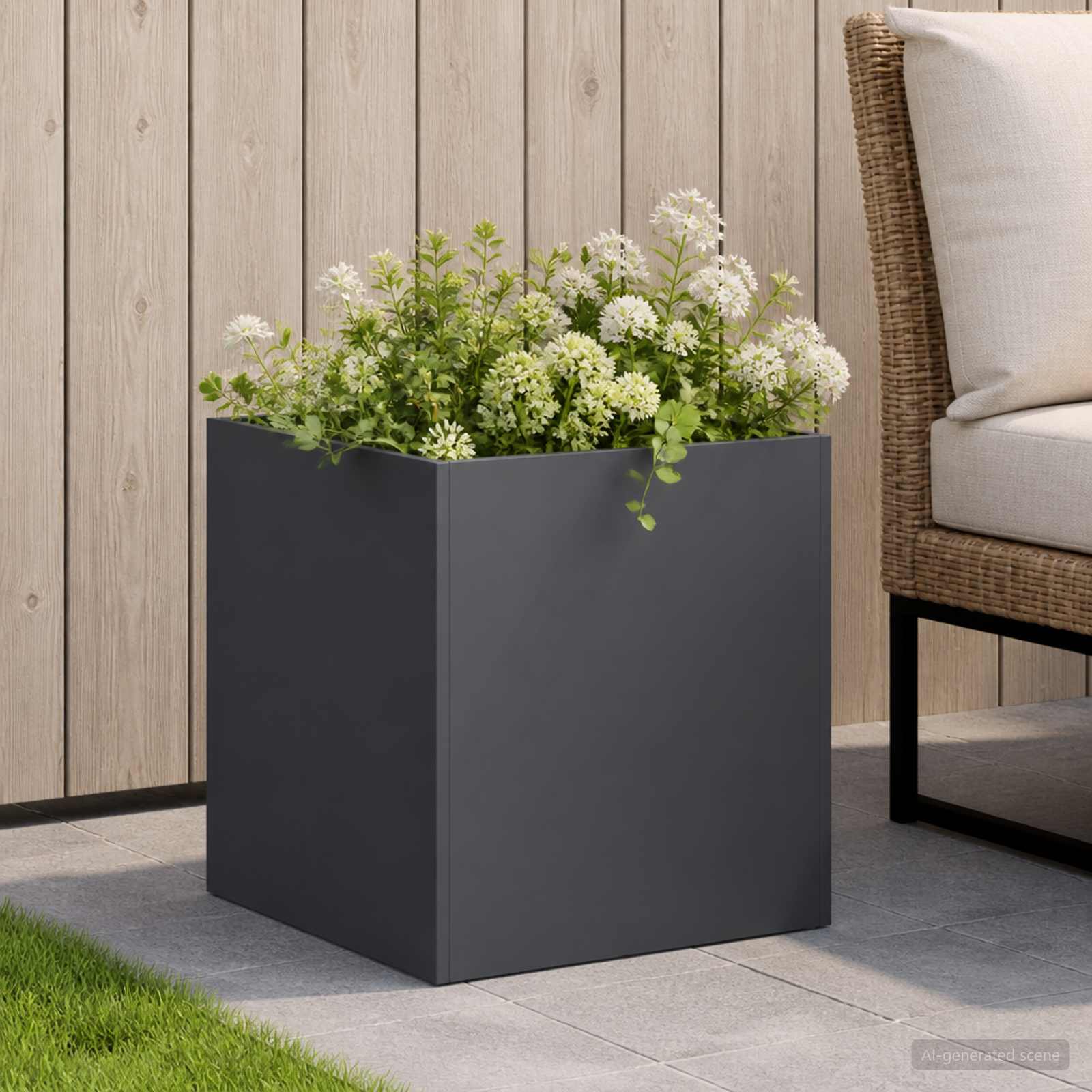Sodo vazonas Antracito 20 x 20 x 20 cm Šaltai valcuotas plienas Sodo vazonas Antracito 20 x 20 x 20 cm Šaltai valcuotas plienas - Image 2