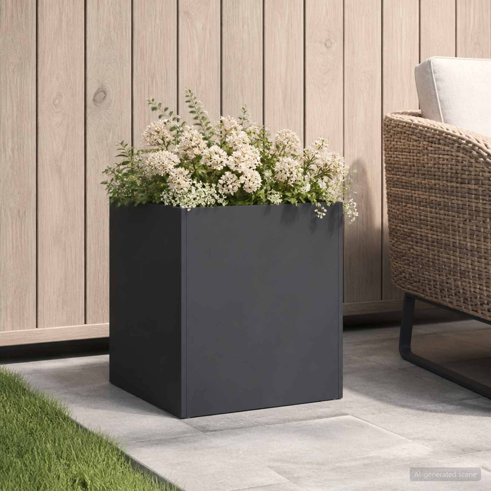 Sodo vazonas Juoda 25 x 25 x 25 cm Šaltai valcuotas plienas Sodo vazonas Juoda 25 x 25 x 25 cm Šaltai valcuotas plienas - Image 2