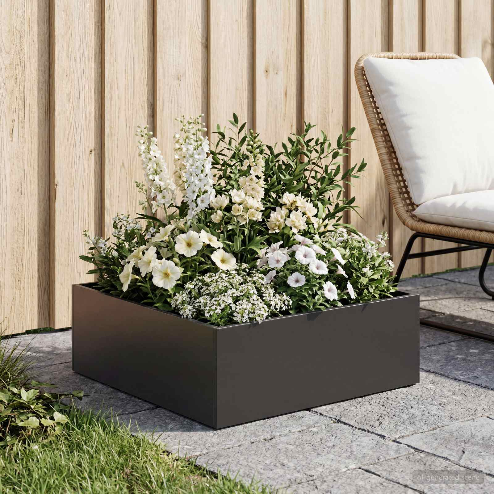 Sodo vazonas Juoda 60 x 60 x 20 cm Šaltai valcuotas plienas Sodo vazonas Juoda 60 x 60 x 20 cm Šaltai valcuotas plienas - Image 2