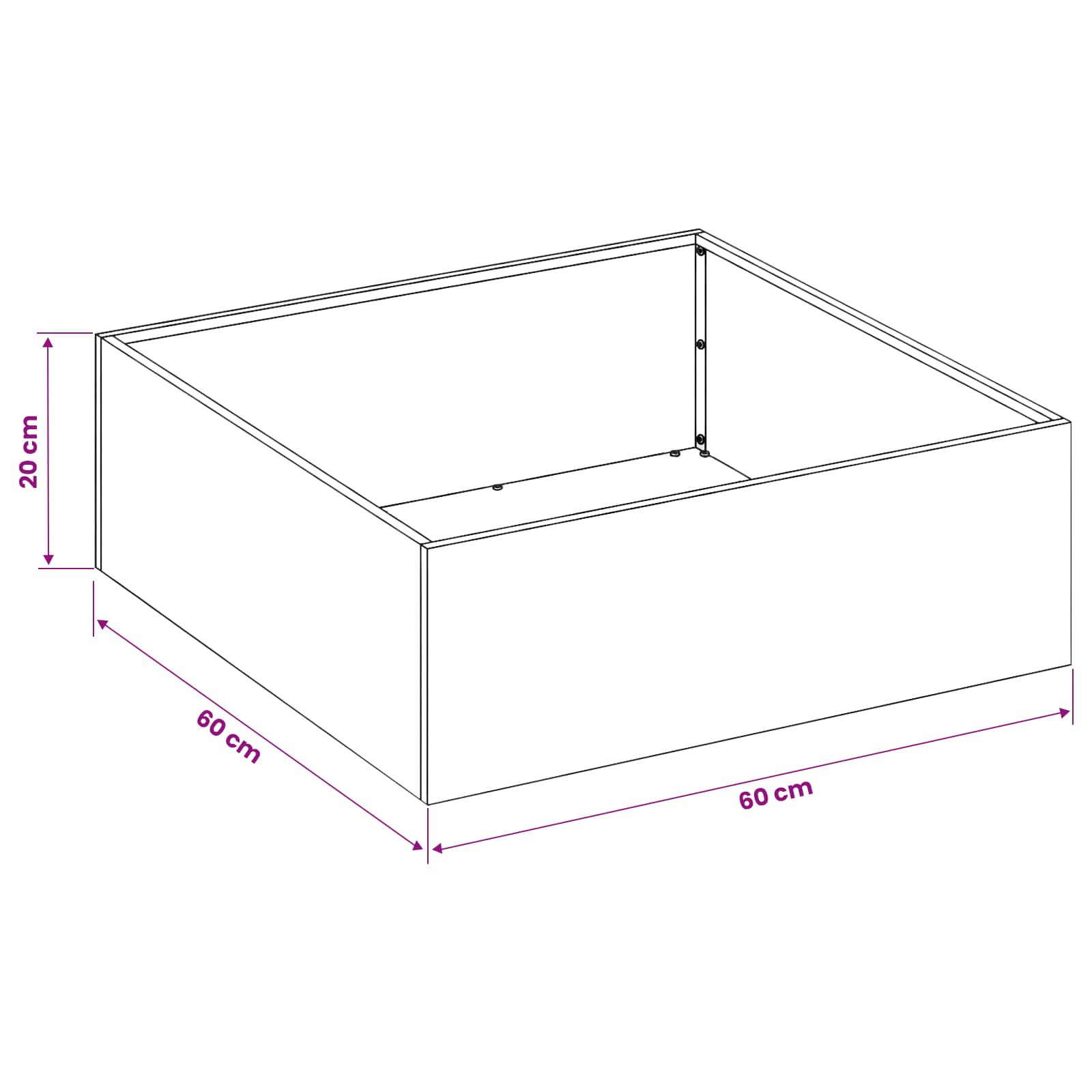 Sodo vazonas Juoda 60 x 60 x 20 cm Šaltai valcuotas plienas Sodo vazonas Juoda 60 x 60 x 20 cm Šaltai valcuotas plienas