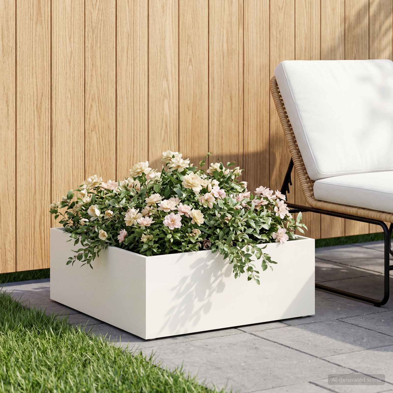Sodo vazonas Balta 60 x 60 x 20 cm Šaltai valcuotas plienas Sodo vazonas Balta 60 x 60 x 20 cm Šaltai valcuotas plienas - Image 2