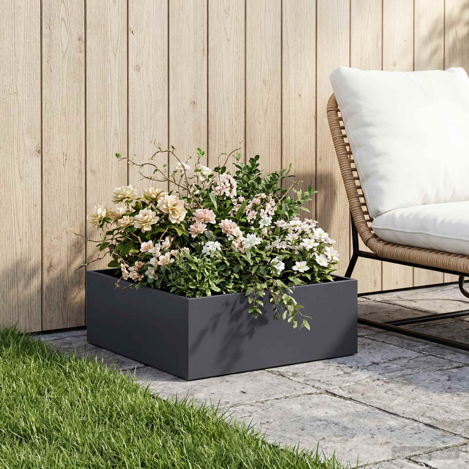 Sodo vazonas Antracito 60 x 60 x 20 cm Šaltai valcuotas plienas Sodo vazonas Antracito 60 x 60 x 20 cm Šaltai valcuotas plienas - Image 2