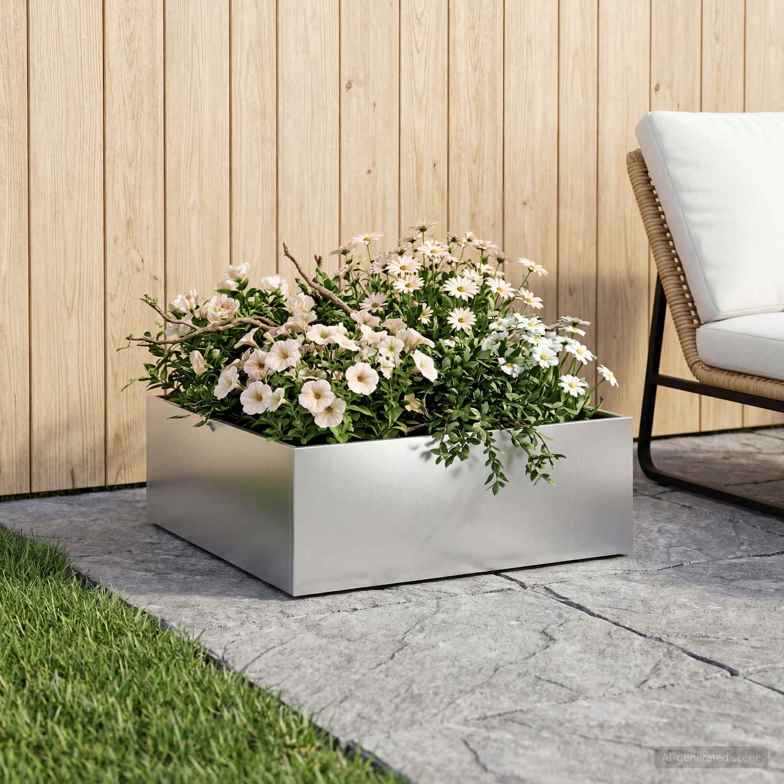 Sodo vazonas Sidabrinė 60 x 60 x 20 cm Galvanizuotas plienas Sodo vazonas Sidabrinė 60 x 60 x 20 cm Galvanizuotas plienas - Image 2