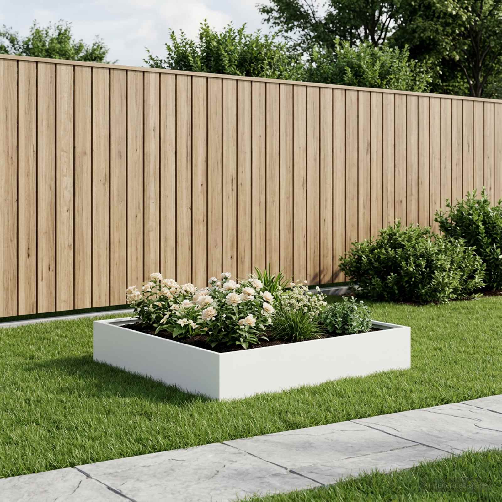 Sodo vazonas Balta 80 x 80 x 20 cm Šaltai valcuotas plienas Sodo vazonas Balta 80 x 80 x 20 cm Šaltai valcuotas plienas - Image 2