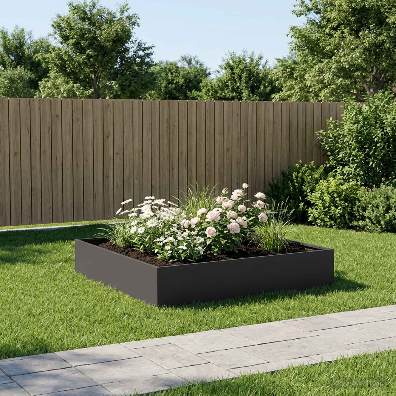 Sodo vazonas Juoda 100 x 100 x 20 cm Šaltai valcuotas plienas Sodo vazonas Juoda 100 x 100 x 20 cm Šaltai valcuotas plienas - Image 2