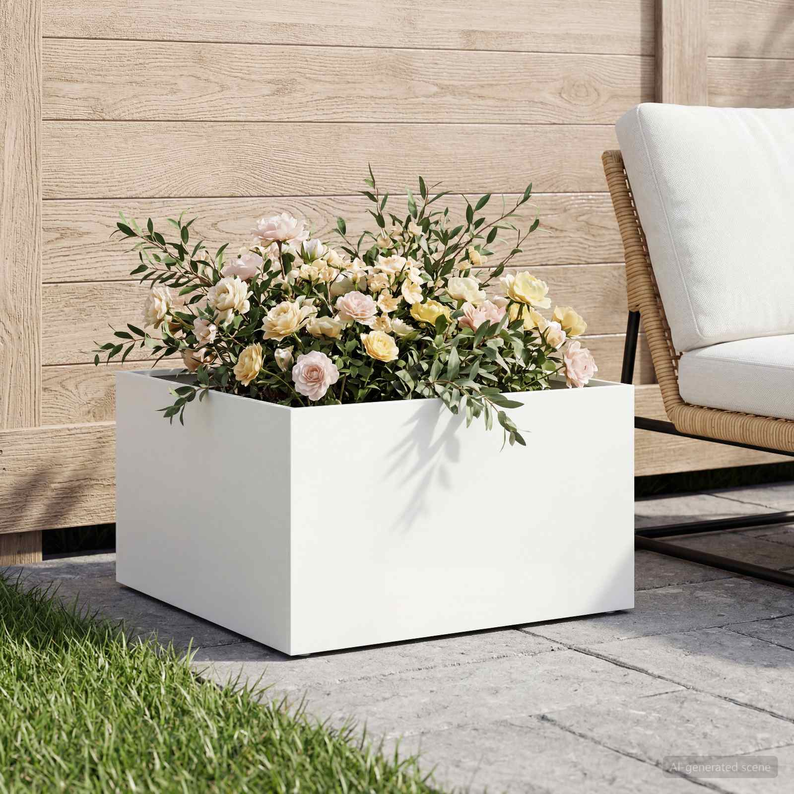 Sodo vazonas Balta 60 x 60 x 30 cm Šaltai valcuotas plienas Sodo vazonas Balta 60 x 60 x 30 cm Šaltai valcuotas plienas - Image 2
