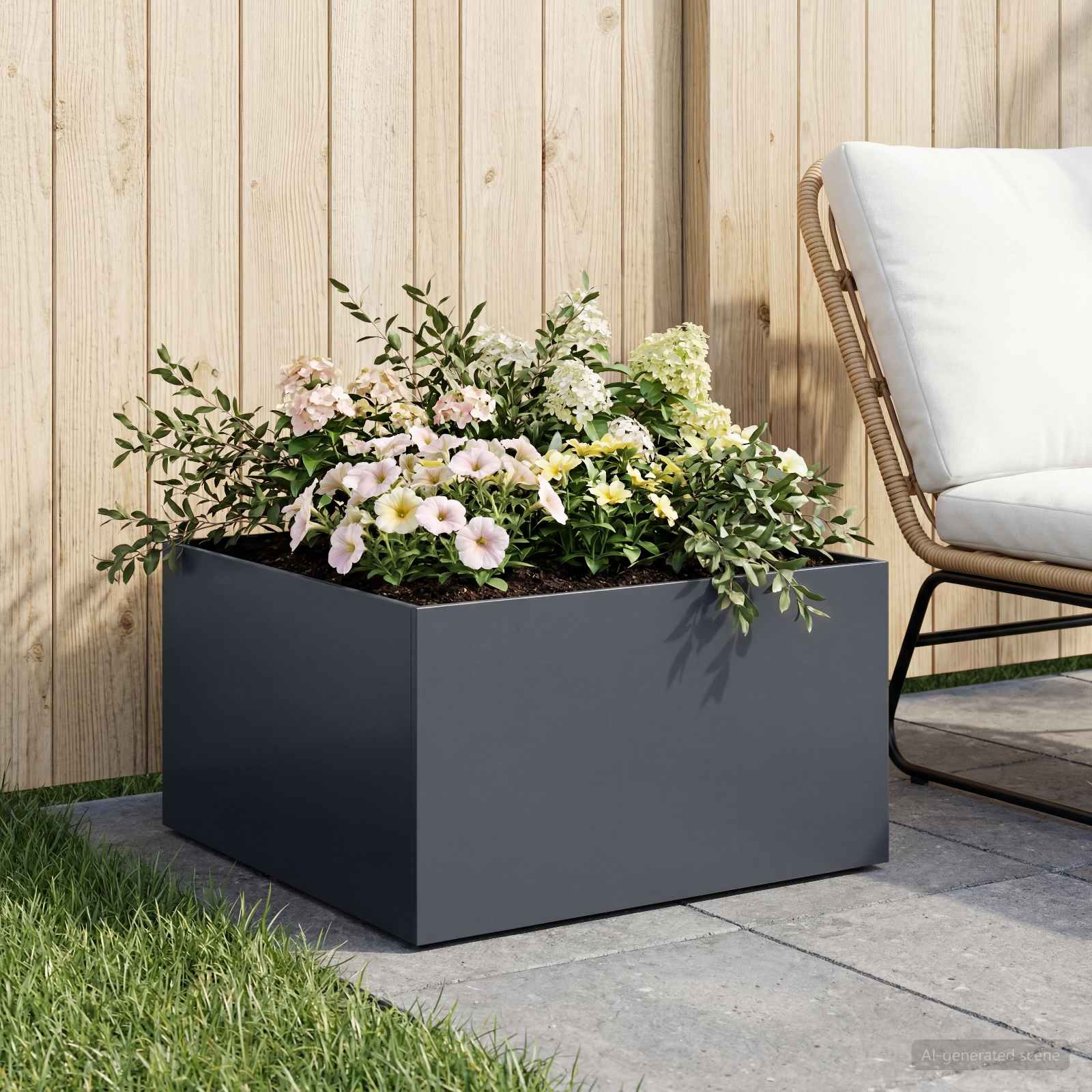 Sodo vazonas Antracito 60 x 60 x 30 cm Šaltai valcuotas plienas Sodo vazonas Antracito 60 x 60 x 30 cm Šaltai valcuotas plienas - Image 2
