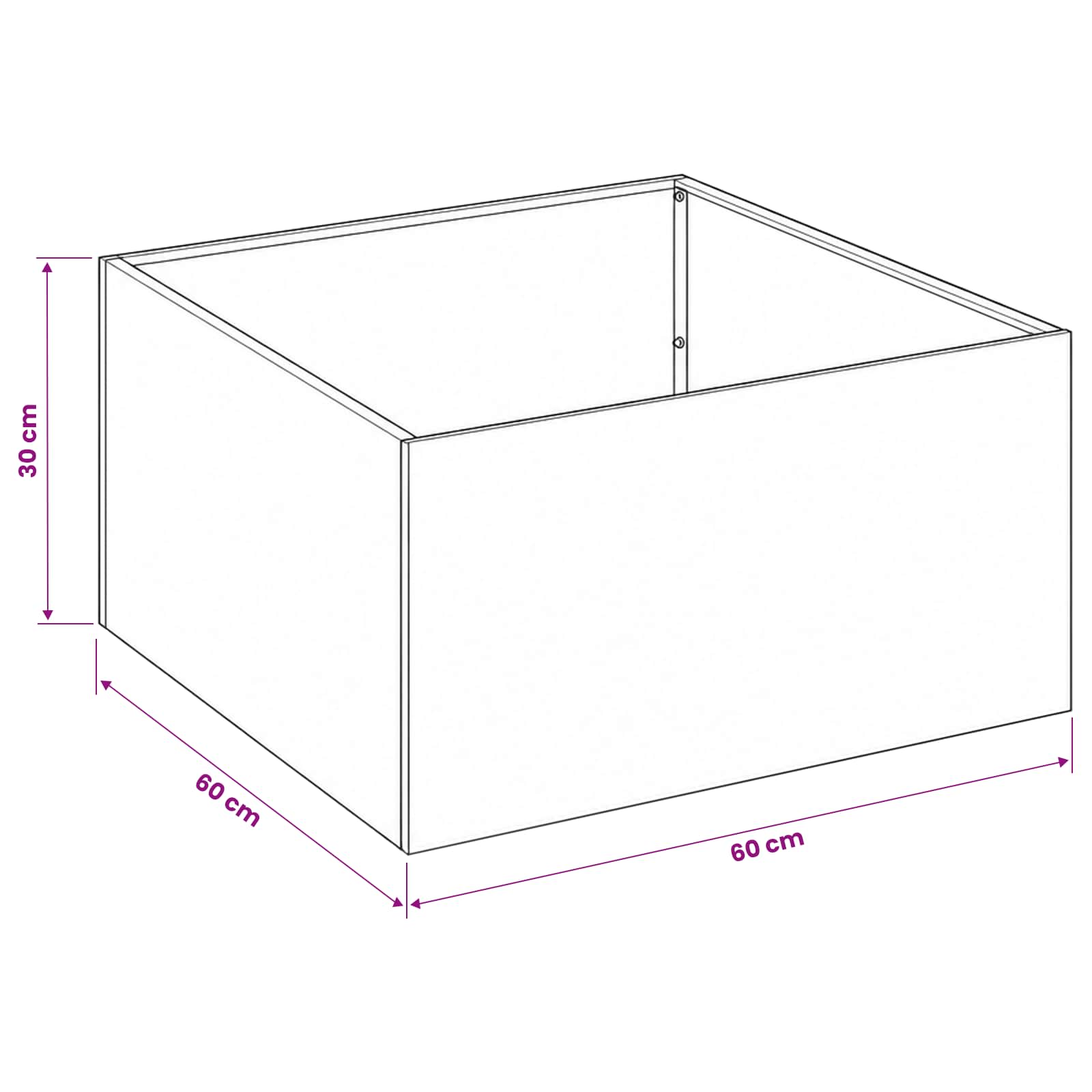 Sodo vazonas Antracito 60 x 60 x 30 cm Šaltai valcuotas plienas Sodo vazonas Antracito 60 x 60 x 30 cm Šaltai valcuotas plienas