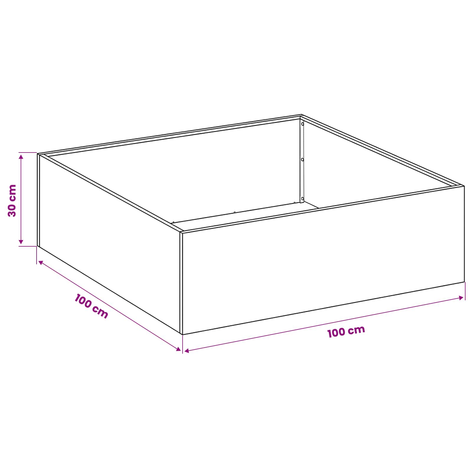 Sodo vazonas Juoda 100 x 100 x 30 cm Šaltai valcuotas plienas Sodo vazonas Juoda 100 x 100 x 30 cm Šaltai valcuotas plienas