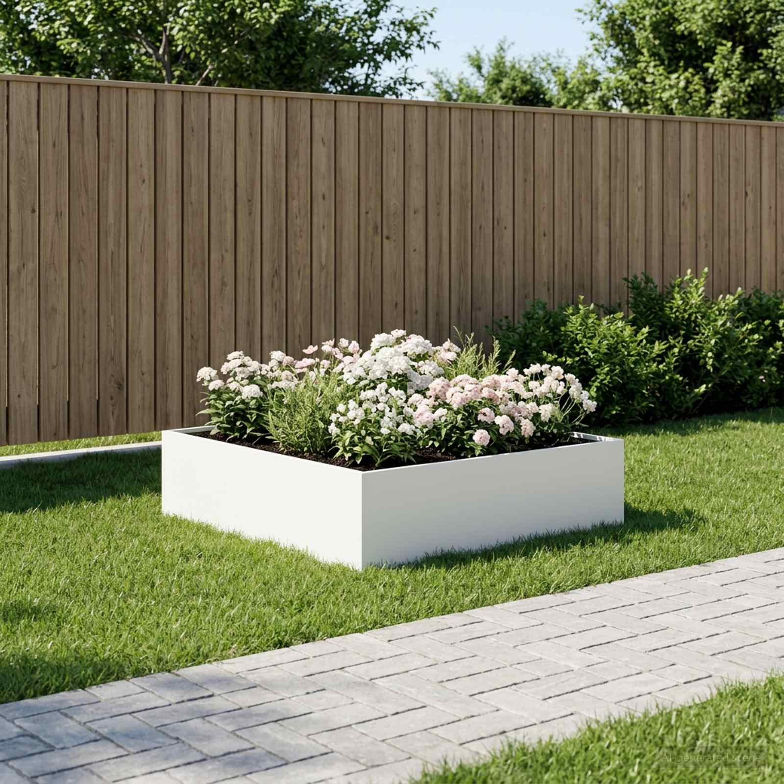 Sodo vazonas Balta 100 x 100 x 30 cm Šaltai valcuotas plienas Sodo vazonas Balta 100 x 100 x 30 cm Šaltai valcuotas plienas - Image 2