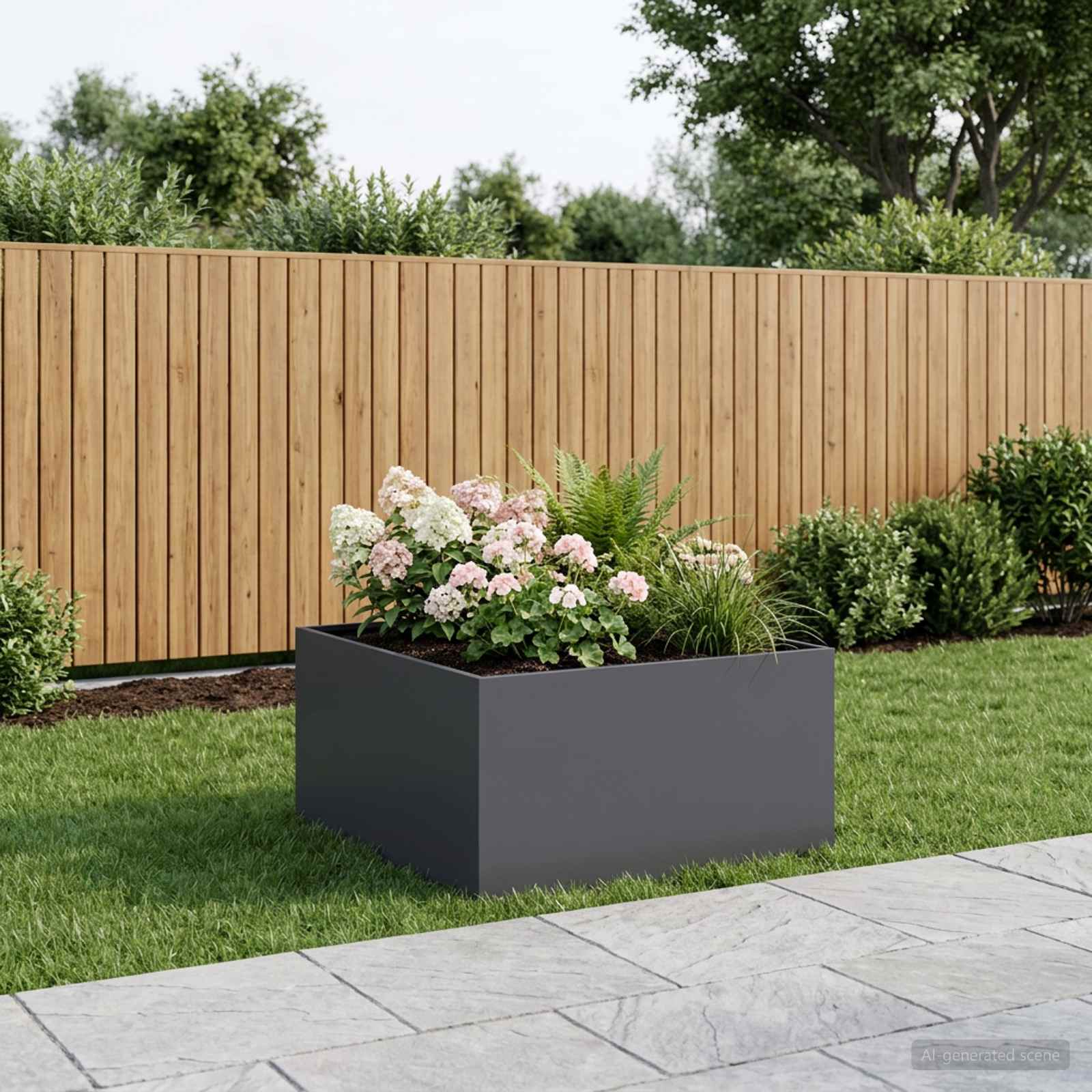 Sodo vazonas Antracito 60 x 60 x 40 cm Šaltai valcuotas plienas Sodo vazonas Antracito 60 x 60 x 40 cm Šaltai valcuotas plienas - Image 2