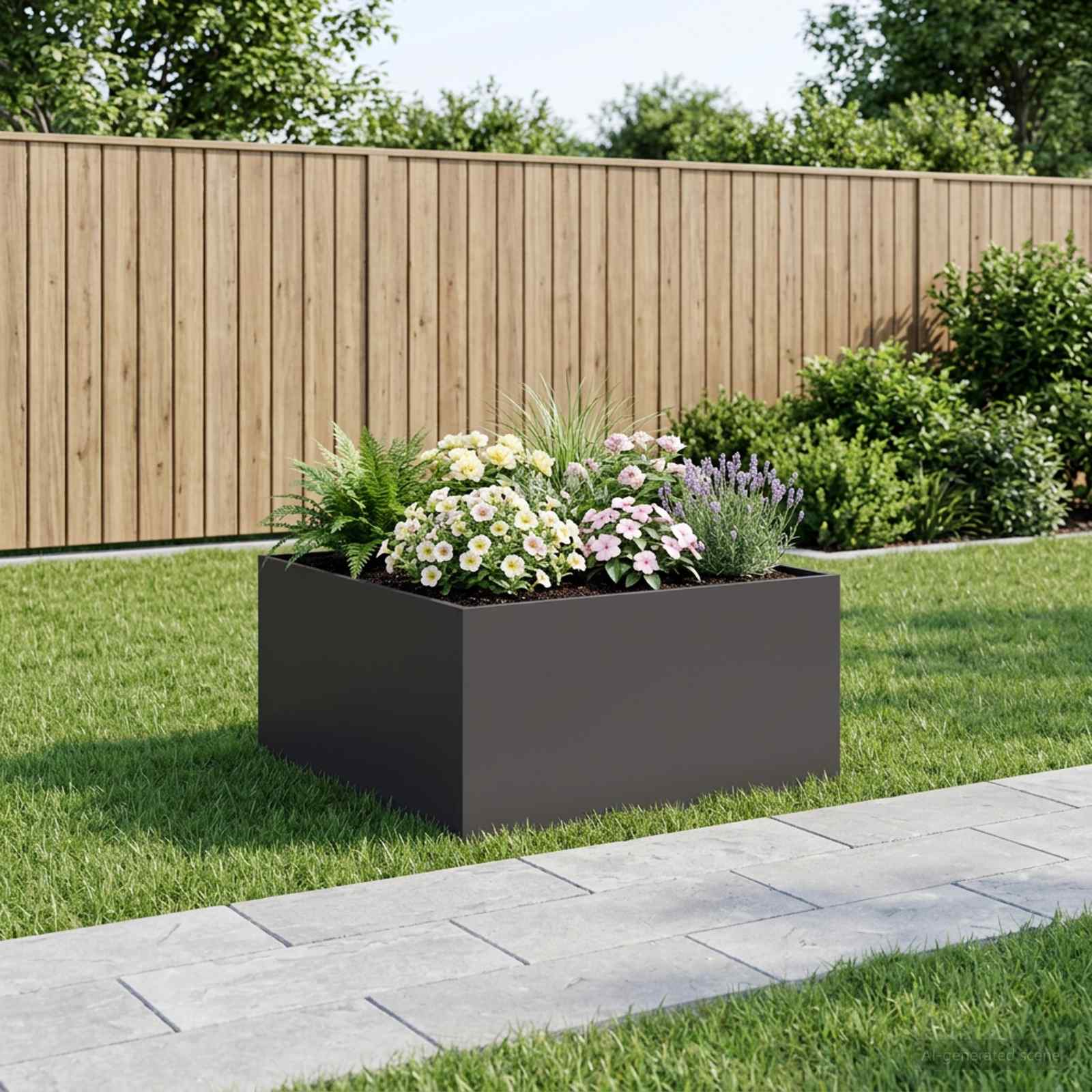 Sodo vazonas Juoda 100 x 100 x 40 cm Šaltai valcuotas plienas Sodo vazonas Juoda 100 x 100 x 40 cm Šaltai valcuotas plienas - Image 2