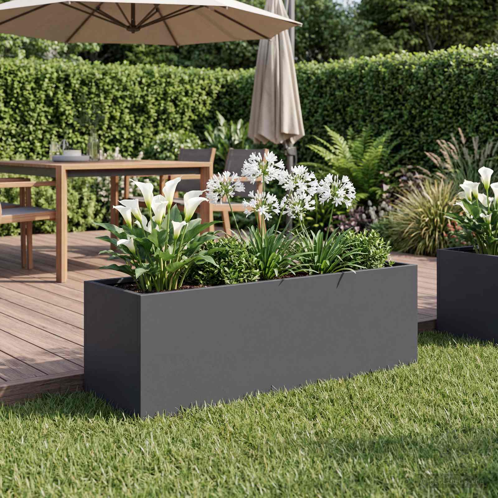 Sodo vazonas Antracito 40 x 20 x 20 cm Šaltai valcuotas plienas Sodo vazonas Antracito 40 x 20 x 20 cm Šaltai valcuotas plienas - Image 2