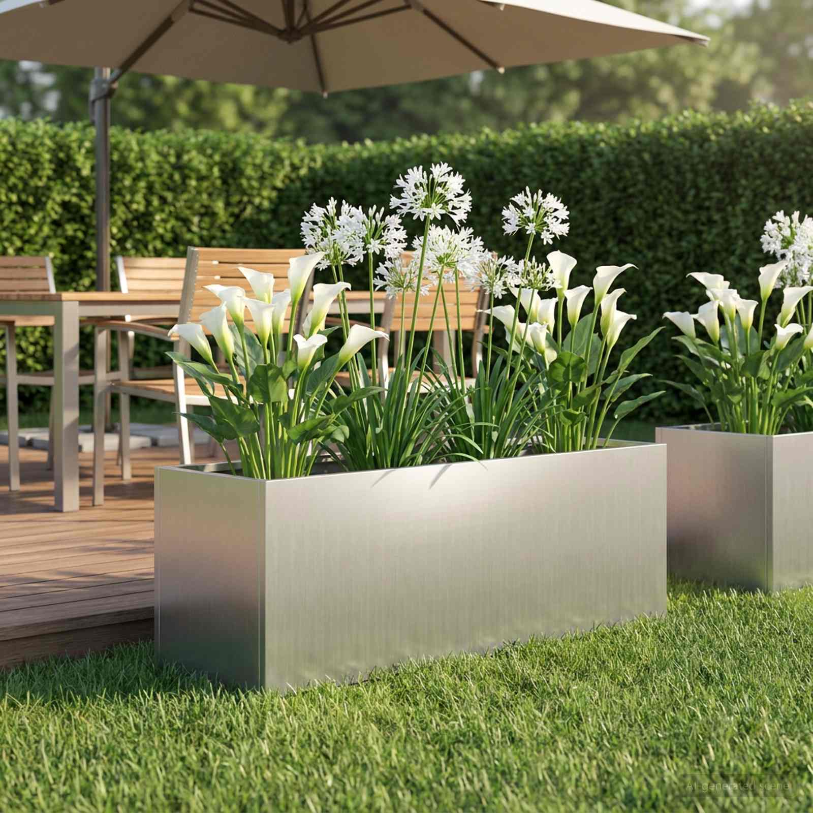 Sodo vazonas Sidabrinė 60 x 20 x 20 cm Galvanizuotas plienas Sodo vazonas Sidabrinė 60 x 20 x 20 cm Galvanizuotas plienas - Image 2