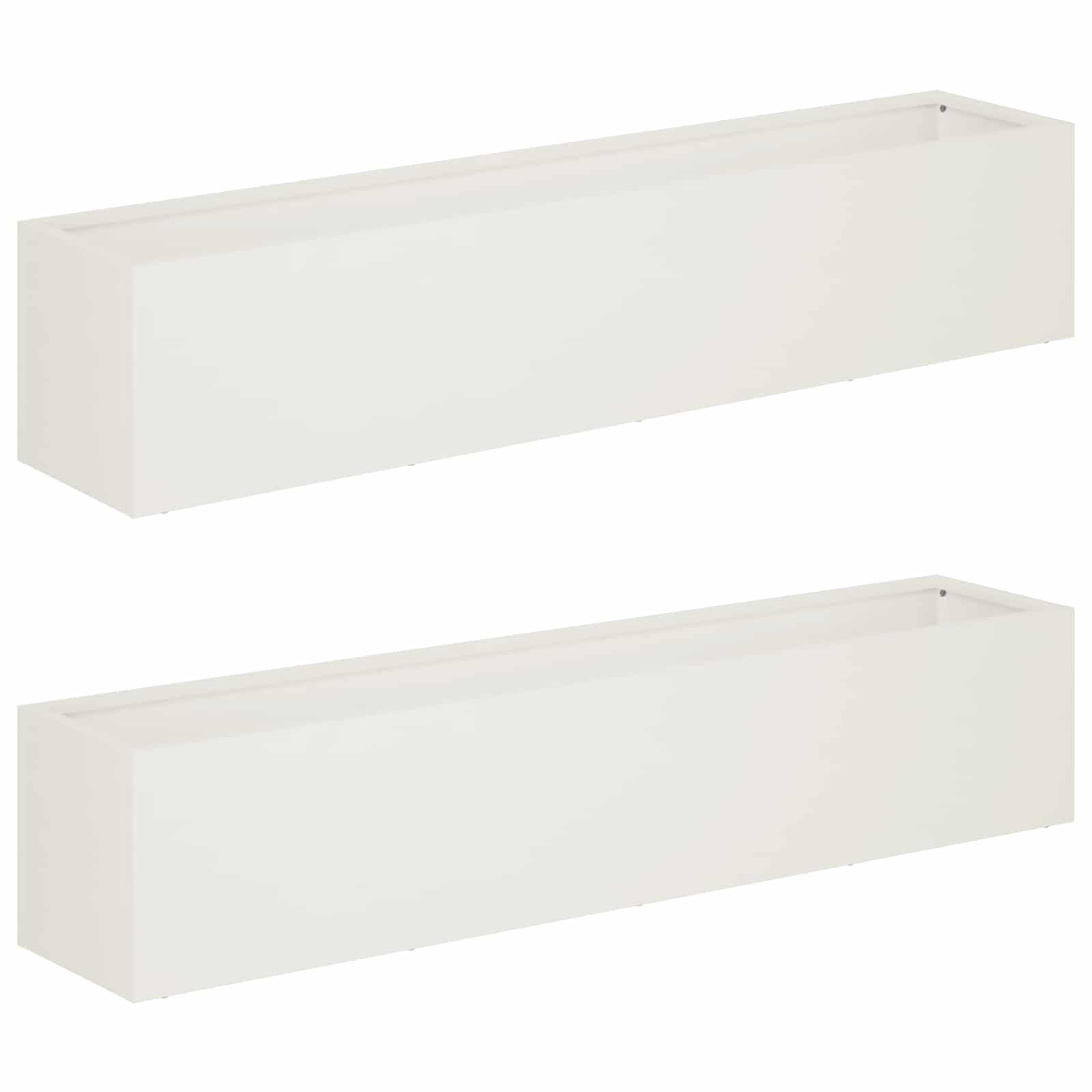 Sodo vazonas 2 vnt. Balta 80 x 20 x 20 cm Sodo vazonas 2 vnt. Balta 80 x 20 x 20 cm - Image 3
