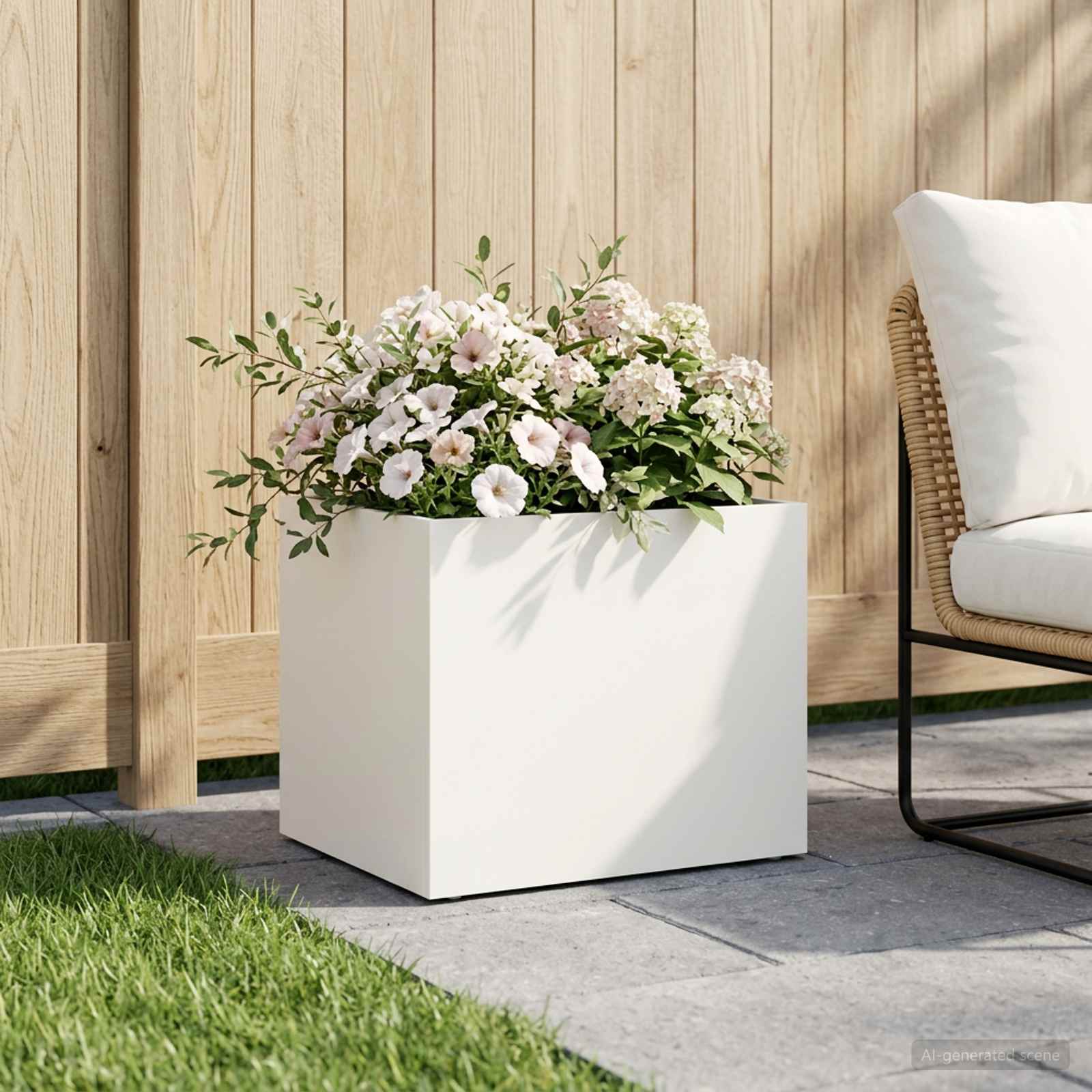 Sodo vazonas Balta 40 x 30 x 30 cm Šaltai valcuotas plienas Sodo vazonas Balta 40 x 30 x 30 cm Šaltai valcuotas plienas - Image 2