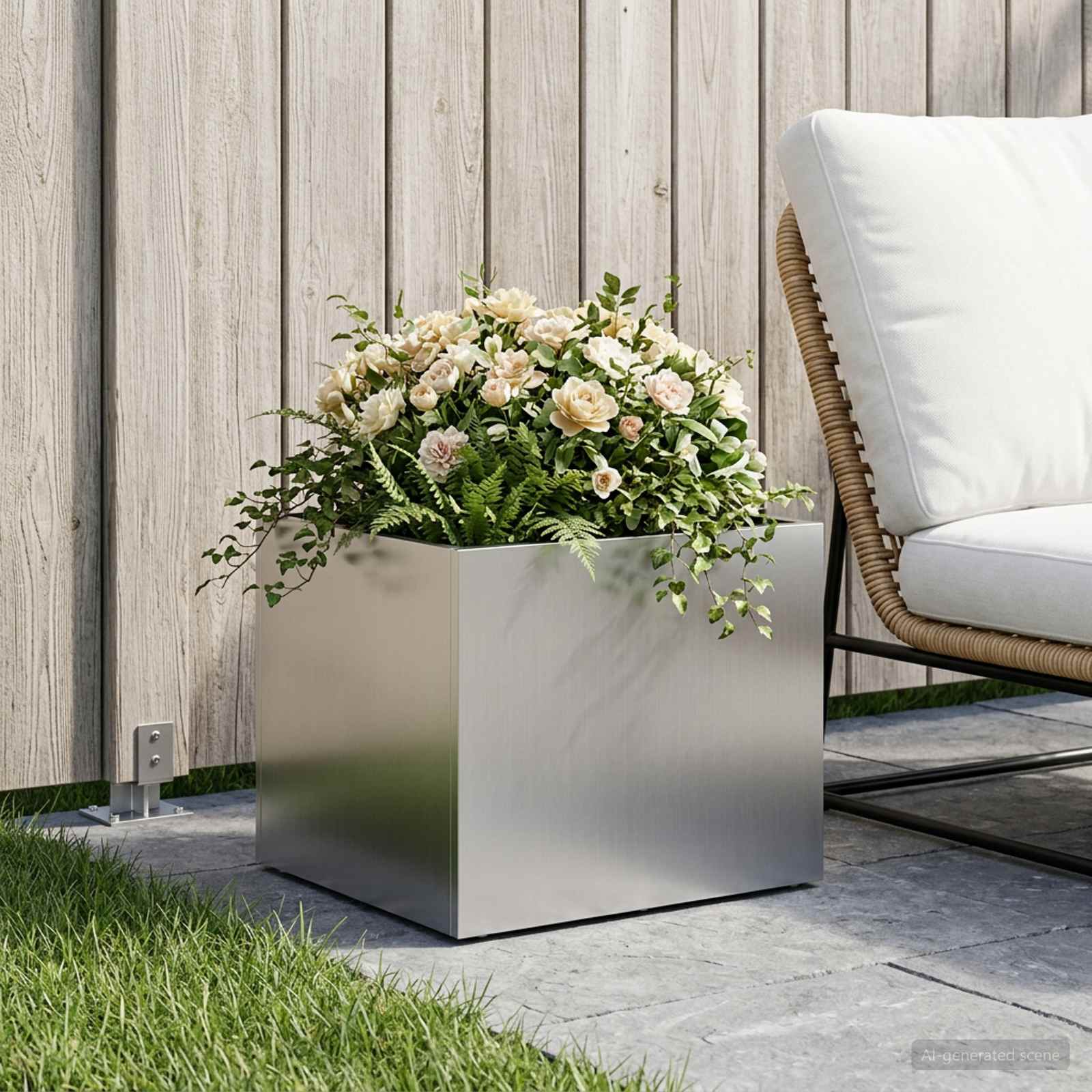 Sodo vazonas Sidabrinė 40 x 30 x 30 cm Galvanizuotas plienas Sodo vazonas Sidabrinė 40 x 30 x 30 cm Galvanizuotas plienas - Image 2