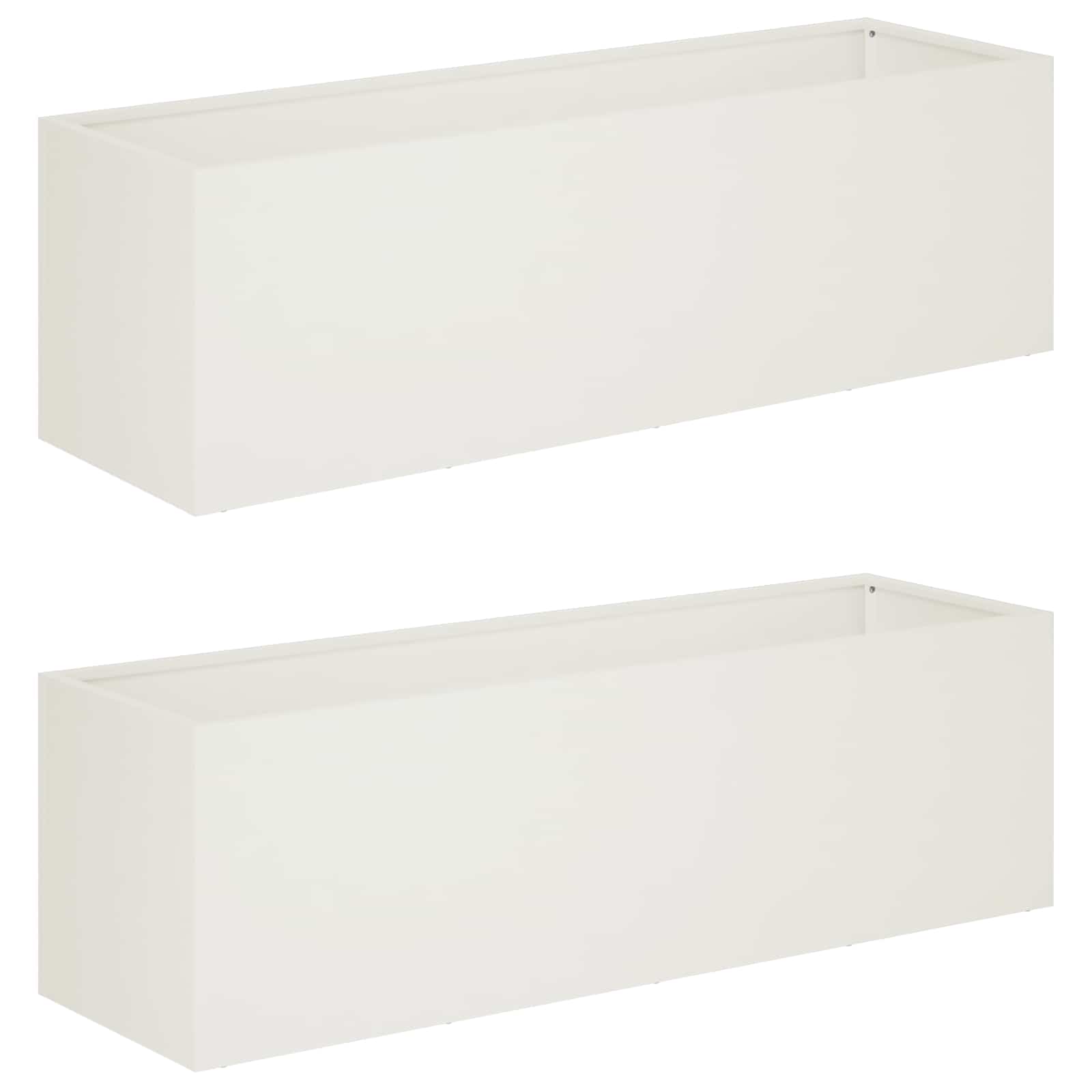 Sodo vazonas 2 vnt. Balta 100 x 30 x 30 cm Sodo vazonas 2 vnt. Balta 100 x 30 x 30 cm - Image 3