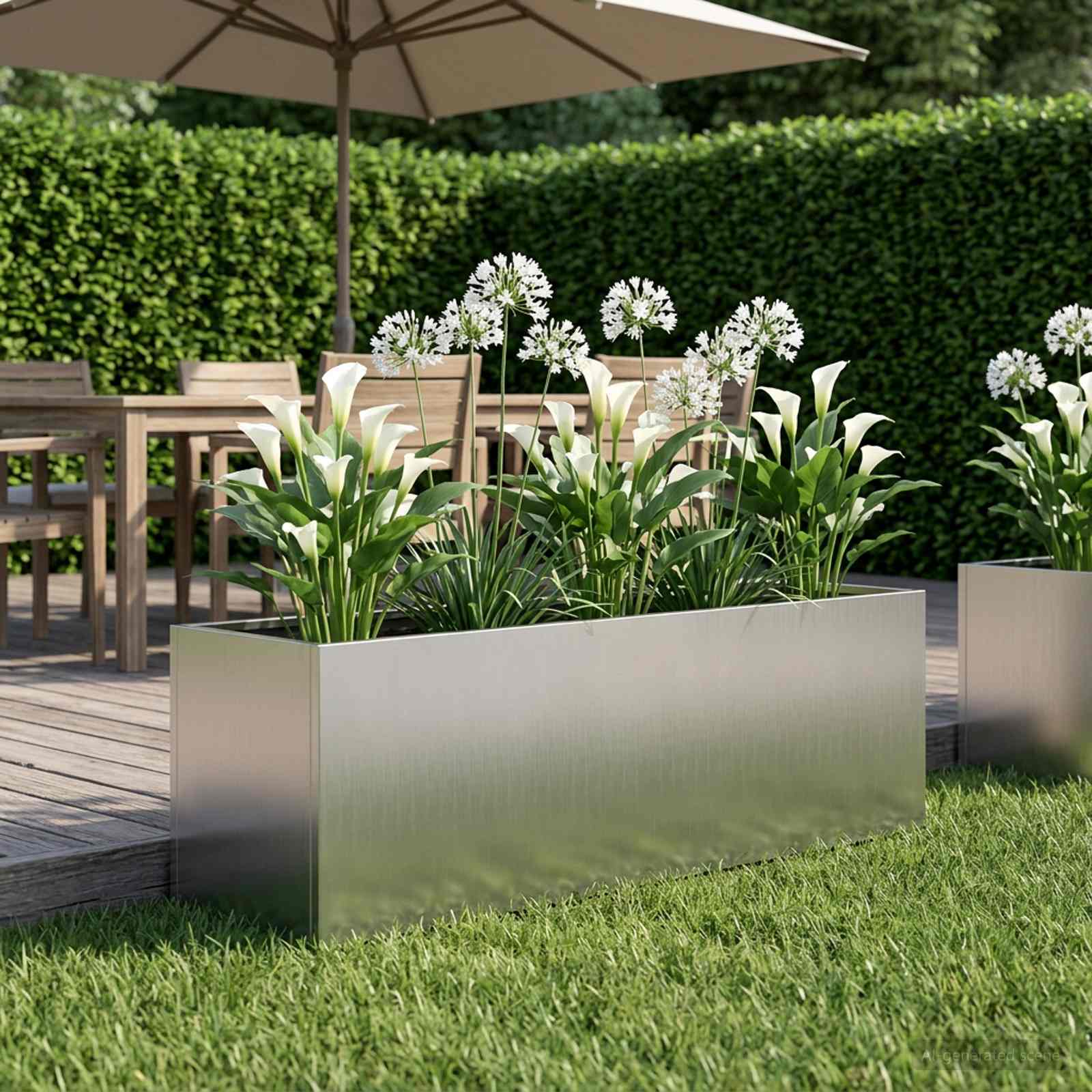 Sodo vazonas Sidabrinė 100 x 30 x 30 cm Galvanizuotas plienas Sodo vazonas Sidabrinė 100 x 30 x 30 cm Galvanizuotas plienas - Image 2