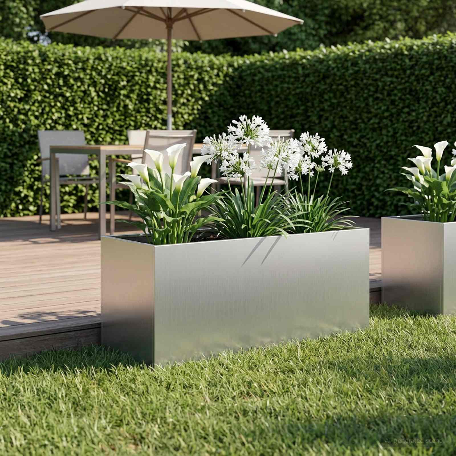 Sodo vazonas Sidabrinė 80 x 40 x 40 cm Galvanizuotas plienas Sodo vazonas Sidabrinė 80 x 40 x 40 cm Galvanizuotas plienas - Image 2