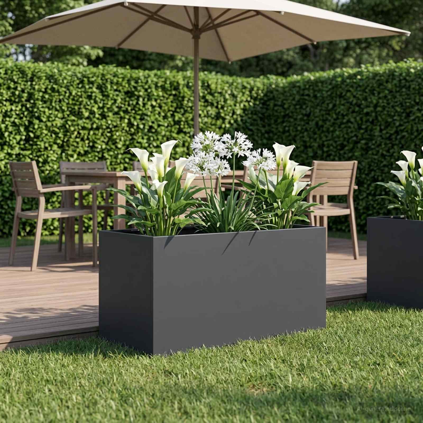 Sodo vazonas Antracito 80 x 50 x 50 cm Šaltai valcuotas plienas Sodo vazonas Antracito 80 x 50 x 50 cm Šaltai valcuotas plienas - Image 2