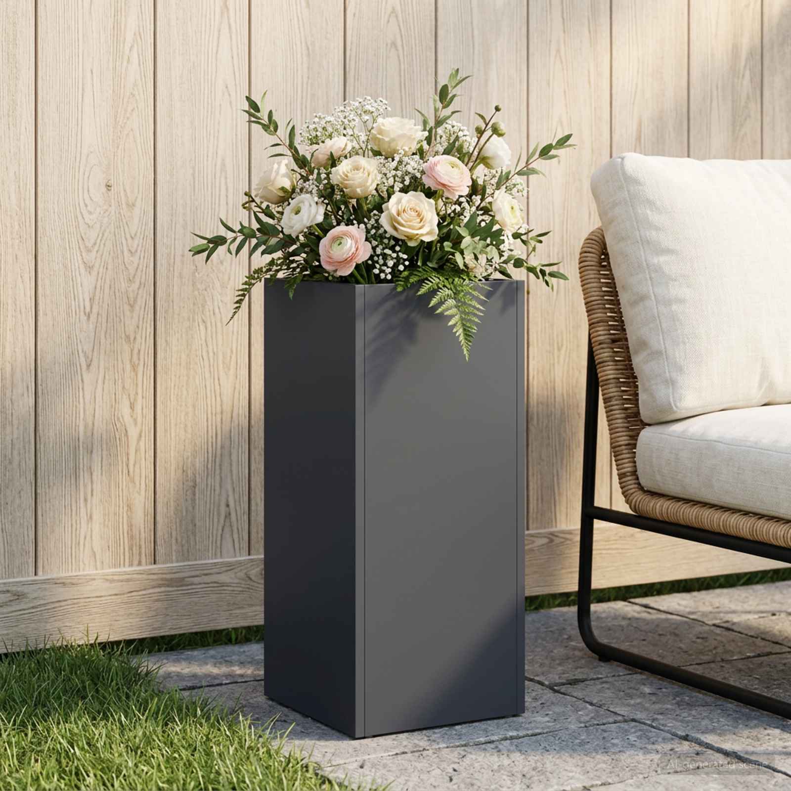 Sodo vazonas Antracito 20 x 20 x 40 cm Šaltai valcuotas plienas Sodo vazonas Antracito 20 x 20 x 40 cm Šaltai valcuotas plienas - Image 2