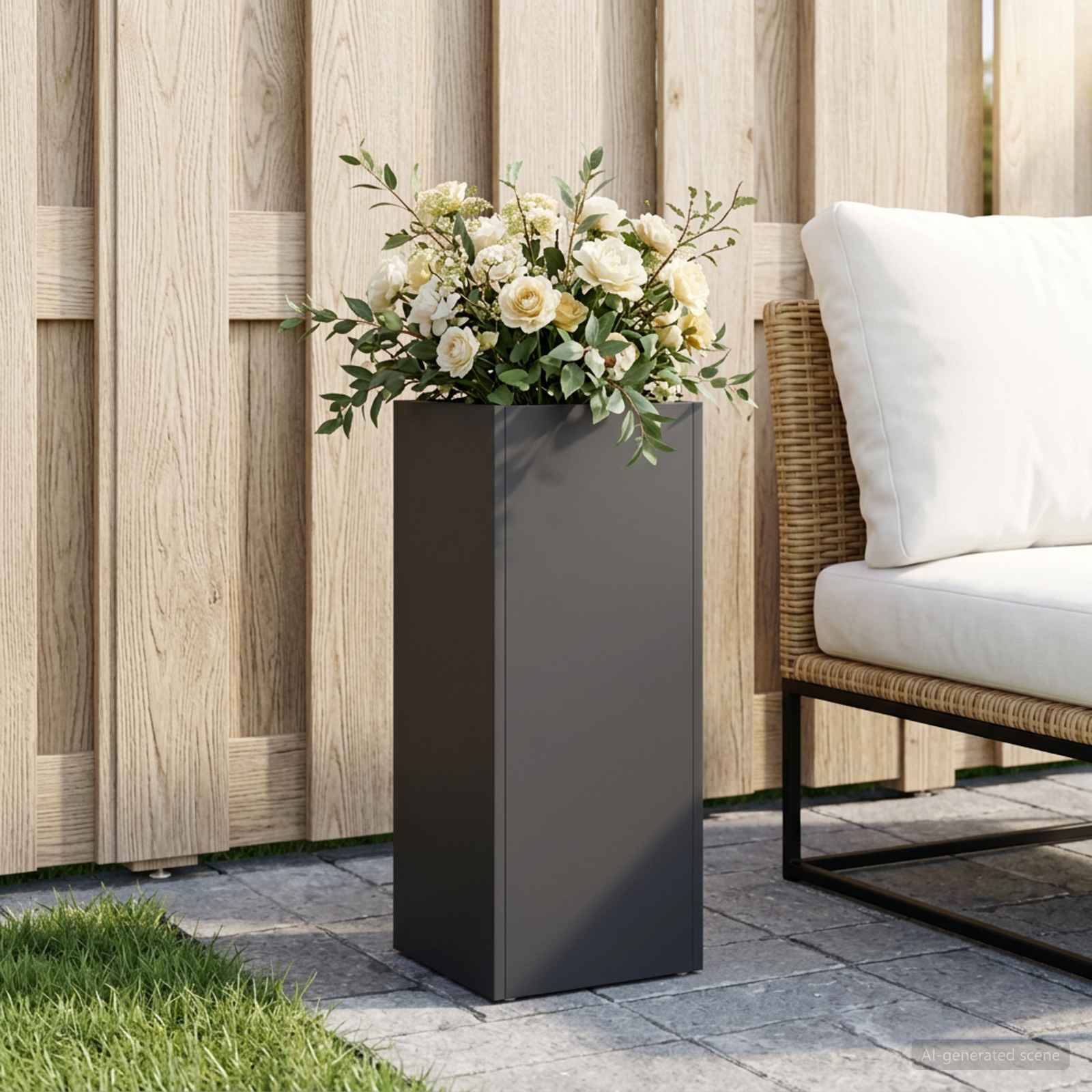 Sodo vazonas Juoda 20 x 20 x 50 cm Šaltai valcuotas plienas Sodo vazonas Juoda 20 x 20 x 50 cm Šaltai valcuotas plienas - Image 2