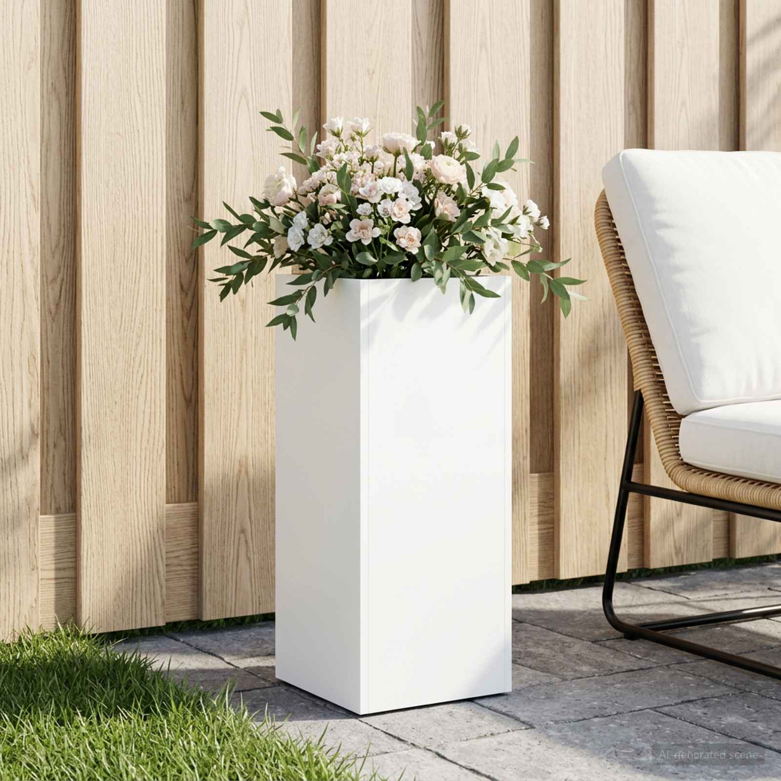 Sodo vazonas Balta 20 x 20 x 50 cm Šaltai valcuotas plienas Sodo vazonas Balta 20 x 20 x 50 cm Šaltai valcuotas plienas - Image 2