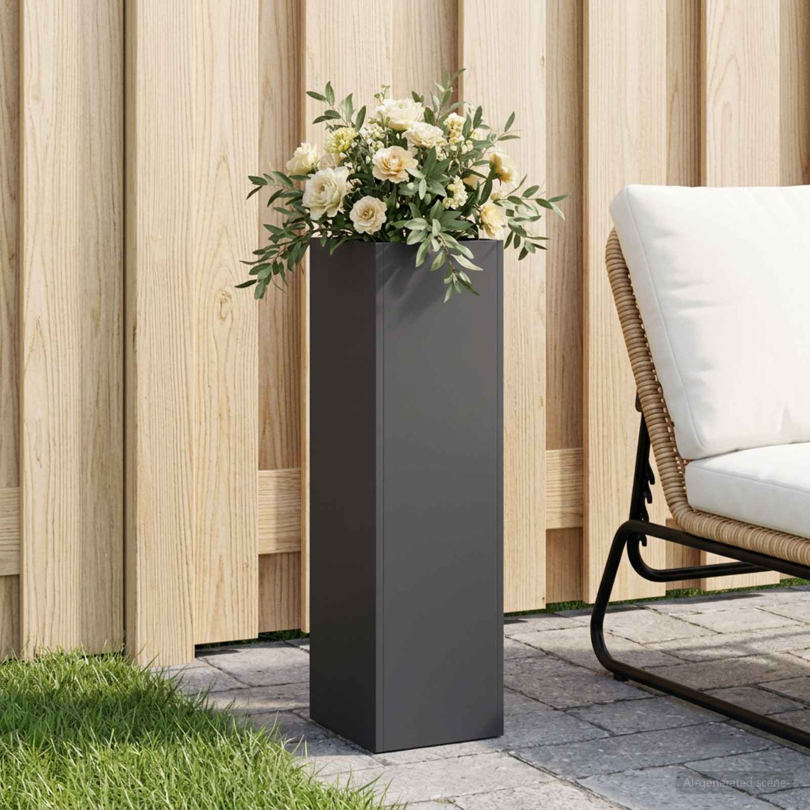 Sodo vazonas Juoda 20 x 20 x 75 cm Šaltai valcuotas plienas Sodo vazonas Juoda 20 x 20 x 75 cm Šaltai valcuotas plienas - Image 2