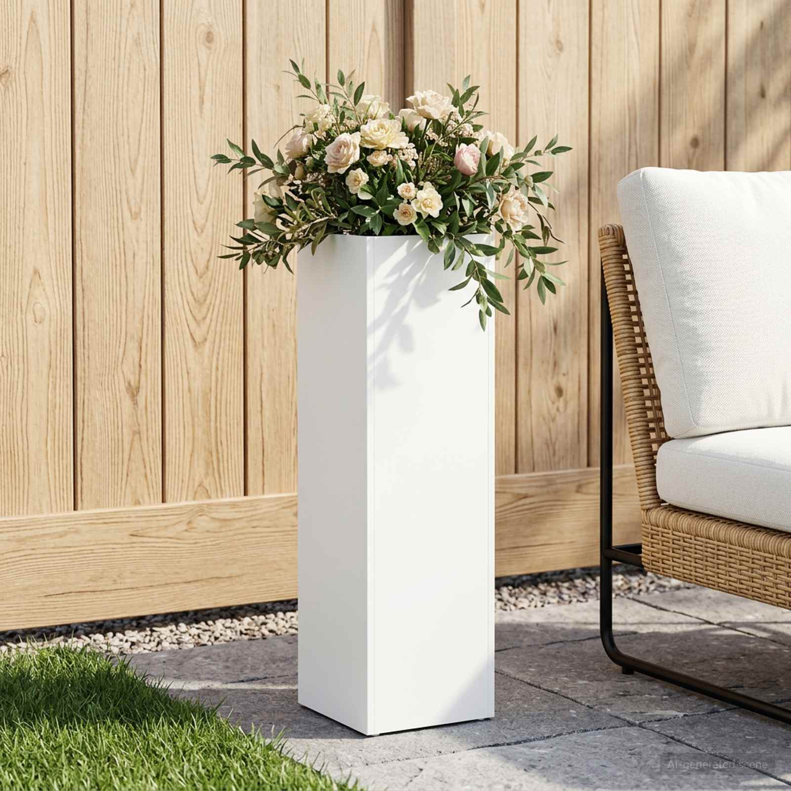 Sodo vazonas Balta 20 x 20 x 75 cm Šaltai valcuotas plienas Sodo vazonas Balta 20 x 20 x 75 cm Šaltai valcuotas plienas - Image 2