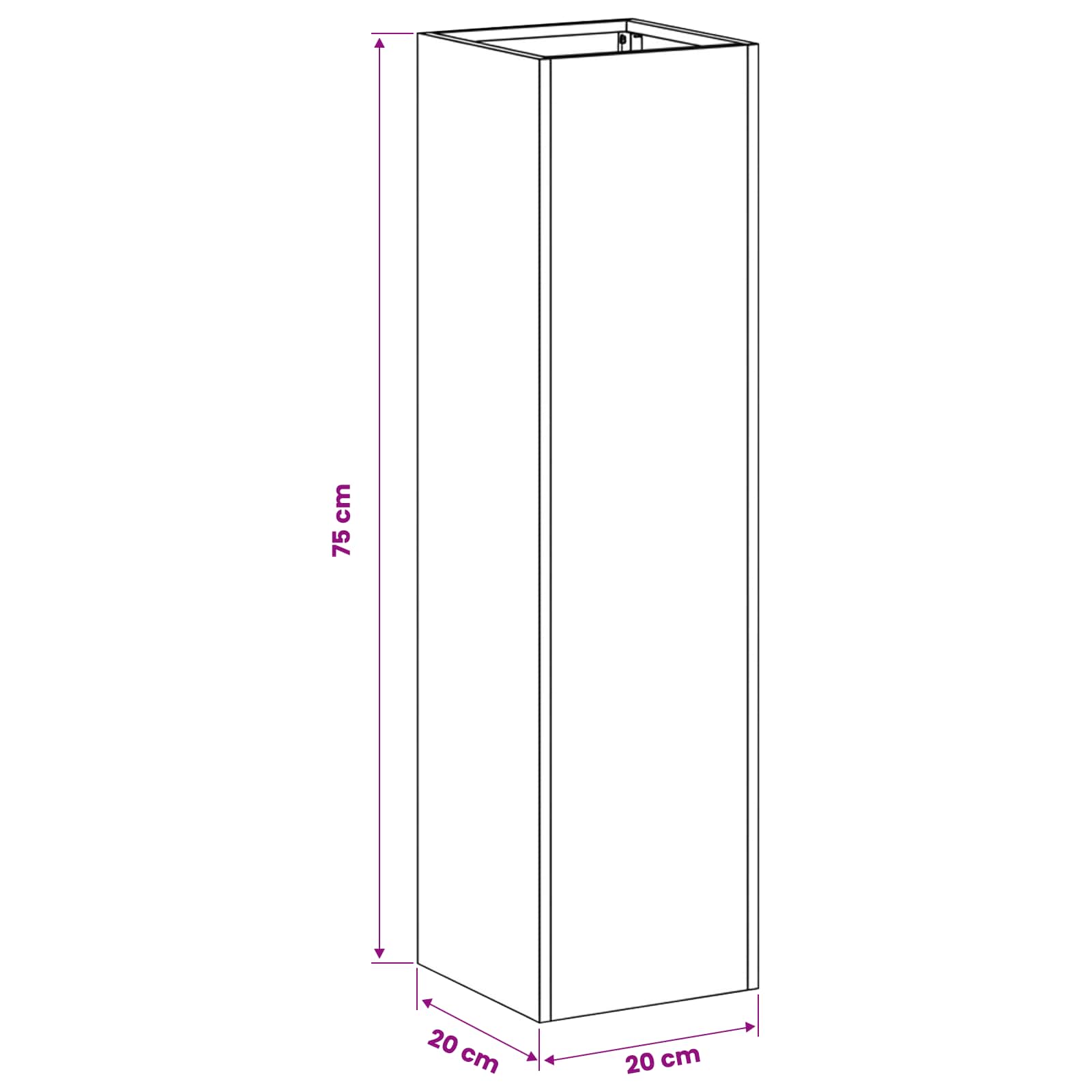 Sodo vazonas Balta 20 x 20 x 75 cm Šaltai valcuotas plienas Sodo vazonas Balta 20 x 20 x 75 cm Šaltai valcuotas plienas