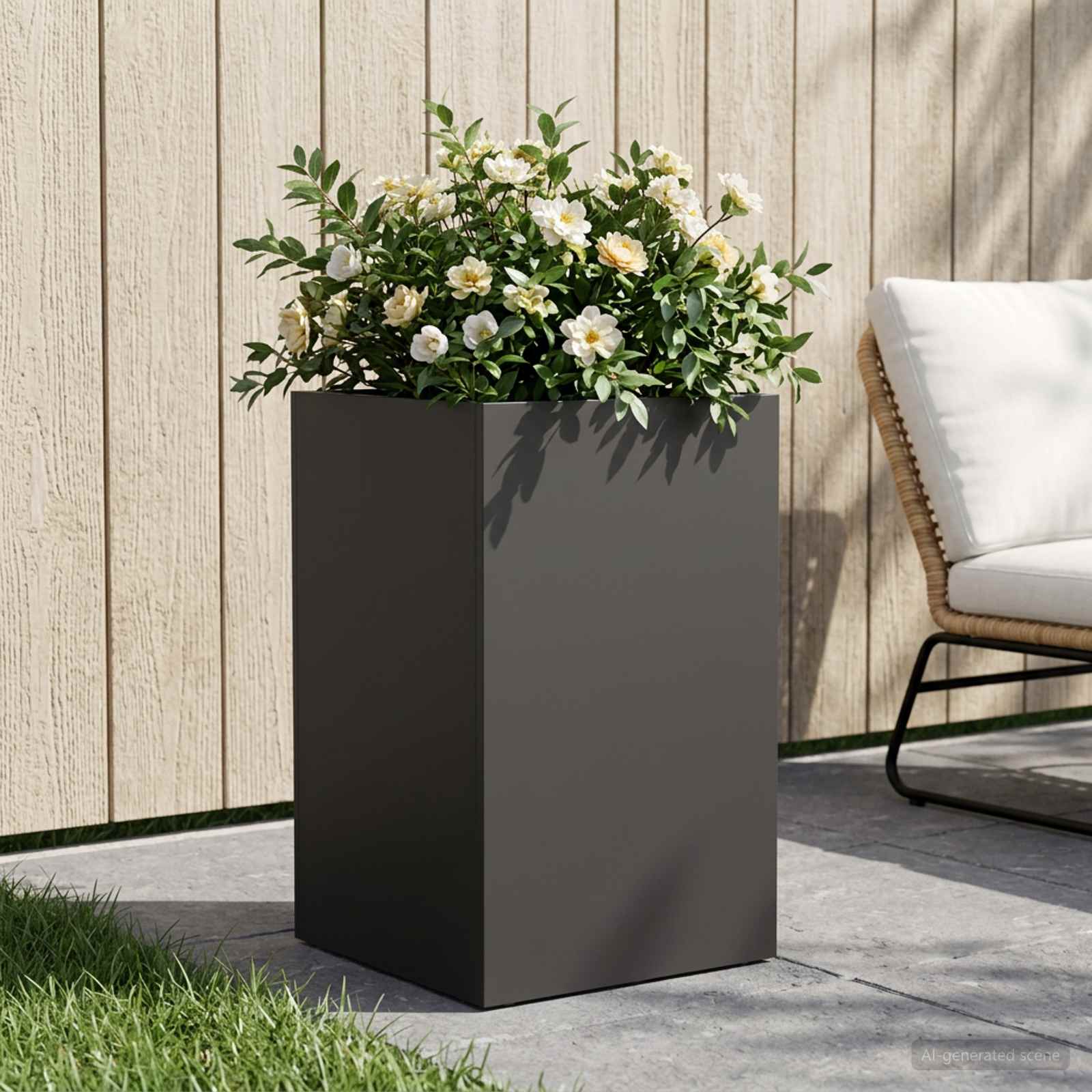 Sodo vazonas Juoda 30 x 30 x 50 cm Šaltai valcuotas plienas Sodo vazonas Juoda 30 x 30 x 50 cm Šaltai valcuotas plienas - Image 2
