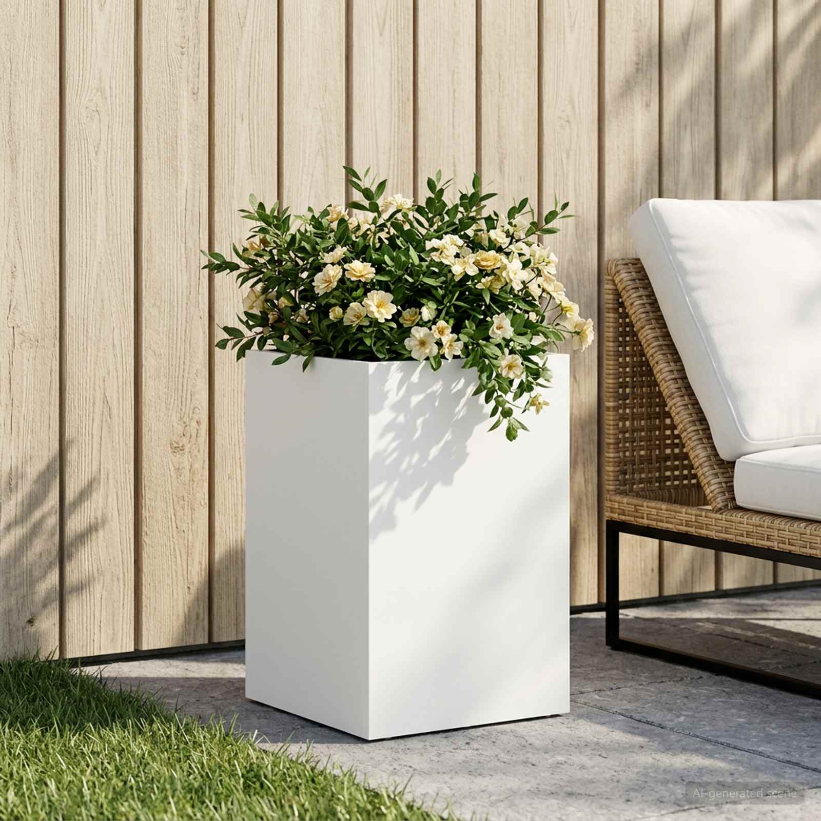 Sodo vazonas Balta 30 x 30 x 50 cm Šaltai valcuotas plienas Sodo vazonas Balta 30 x 30 x 50 cm Šaltai valcuotas plienas - Image 2