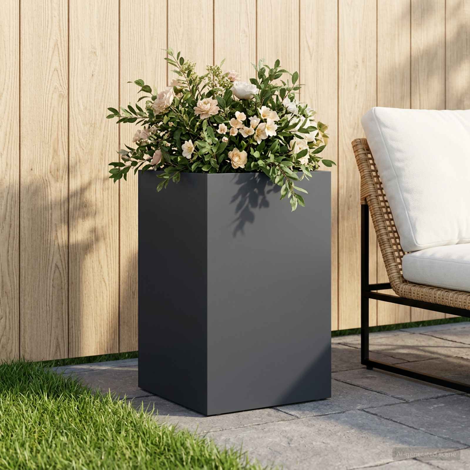 Sodo vazonas Antracito 30 x 30 x 50 cm Šaltai valcuotas plienas Sodo vazonas Antracito 30 x 30 x 50 cm Šaltai valcuotas plienas - Image 2
