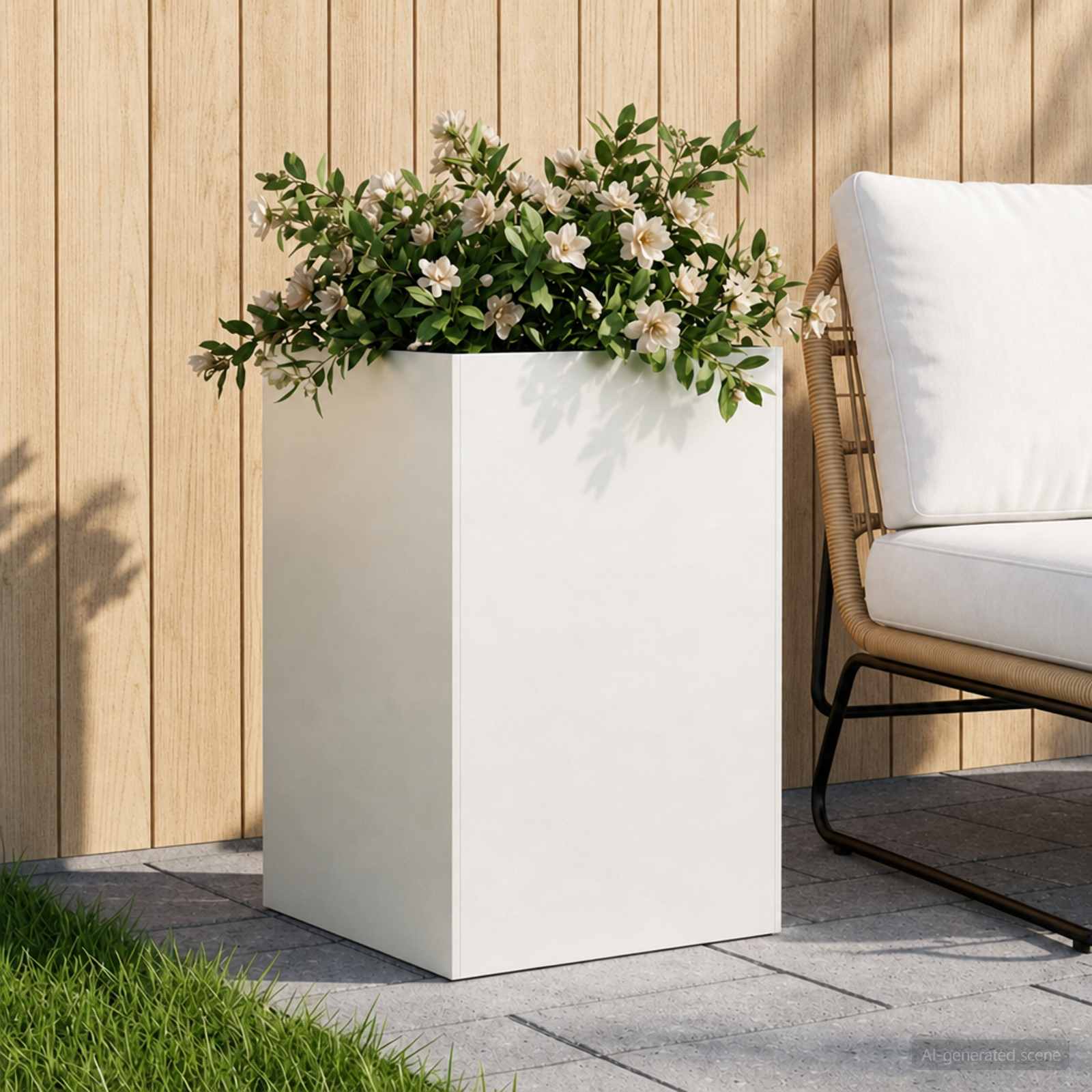 Sodo vazonas Balta 40 x 40 x 75 cm Šaltai valcuotas plienas Sodo vazonas Balta 40 x 40 x 75 cm Šaltai valcuotas plienas - Image 2