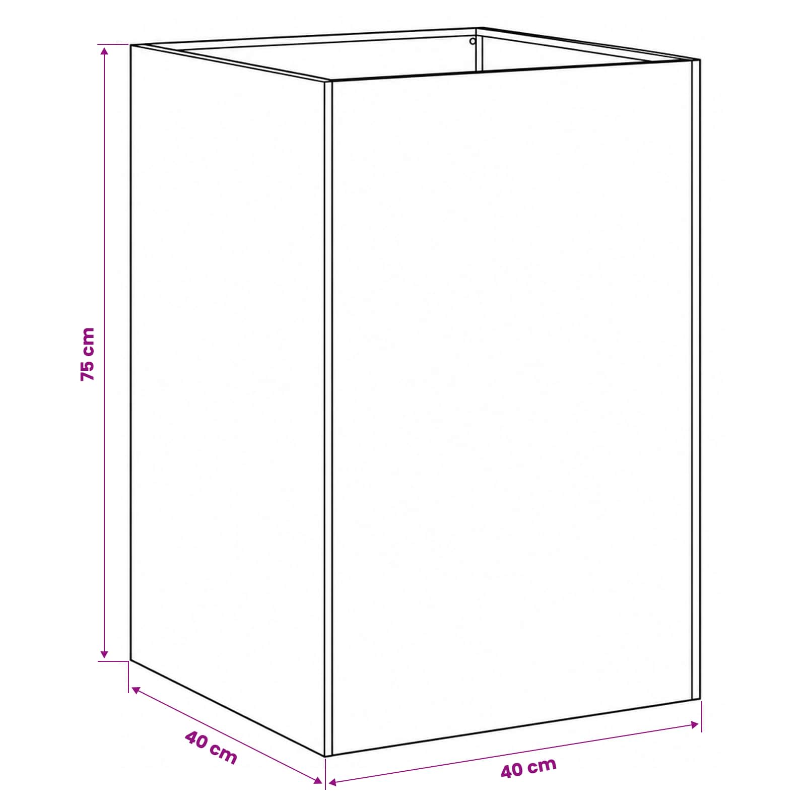 Sodo vazonas Balta 40 x 40 x 75 cm Šaltai valcuotas plienas Sodo vazonas Balta 40 x 40 x 75 cm Šaltai valcuotas plienas