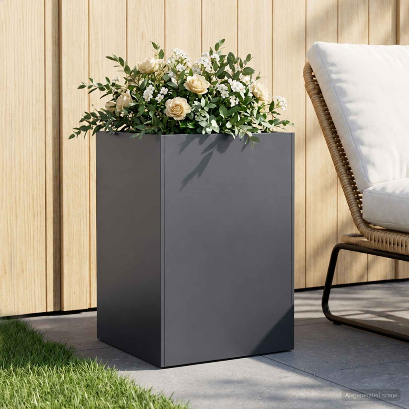 Sodo vazonas Antracito 40 x 40 x 75 cm Šaltai valcuotas plienas Sodo vazonas Antracito 40 x 40 x 75 cm Šaltai valcuotas plienas - Image 2